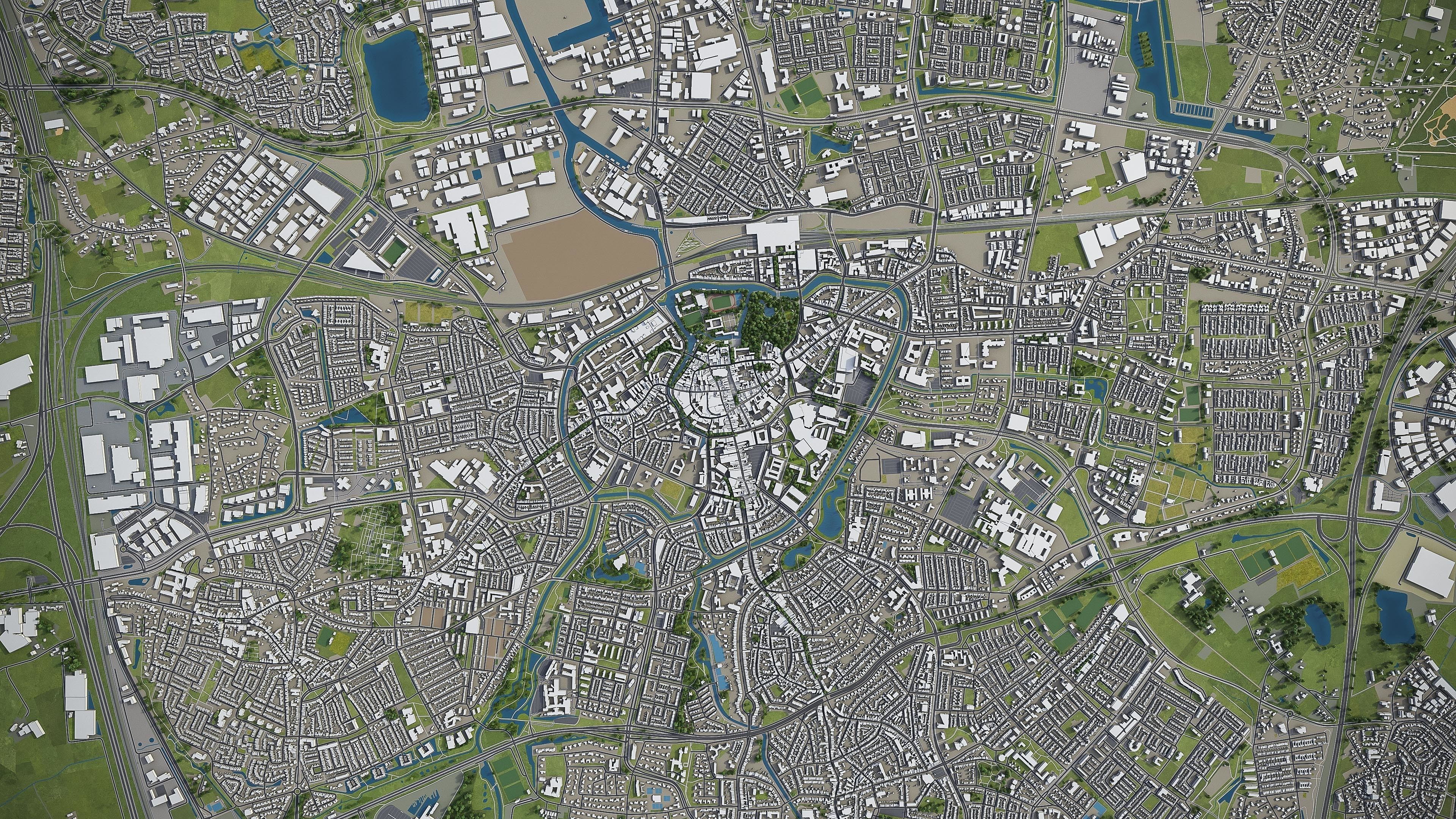 Breda and Tilburg - city and surroundings Low-poly 3D model_17