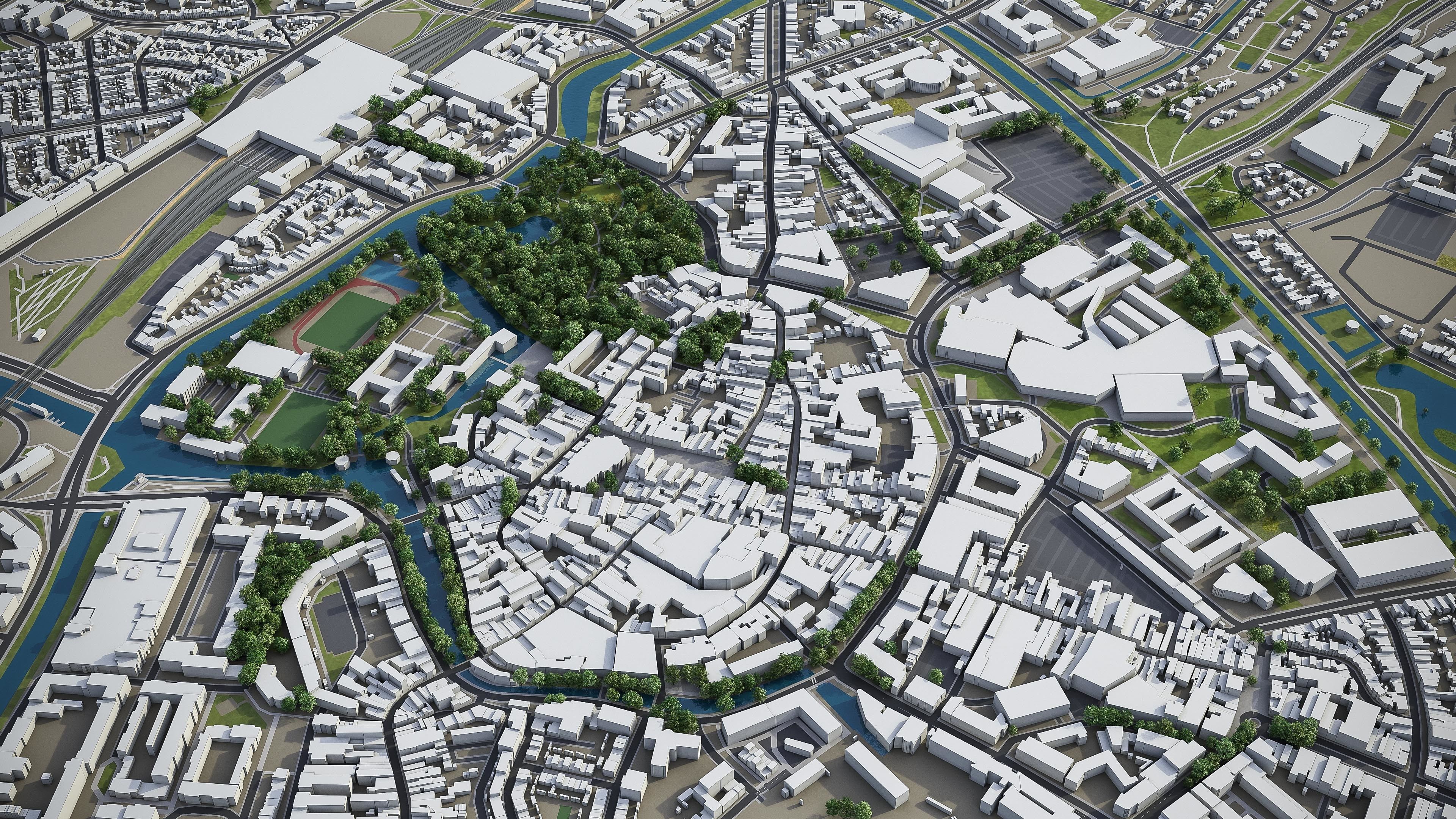 Breda and Tilburg - city and surroundings Low-poly 3D model_12
