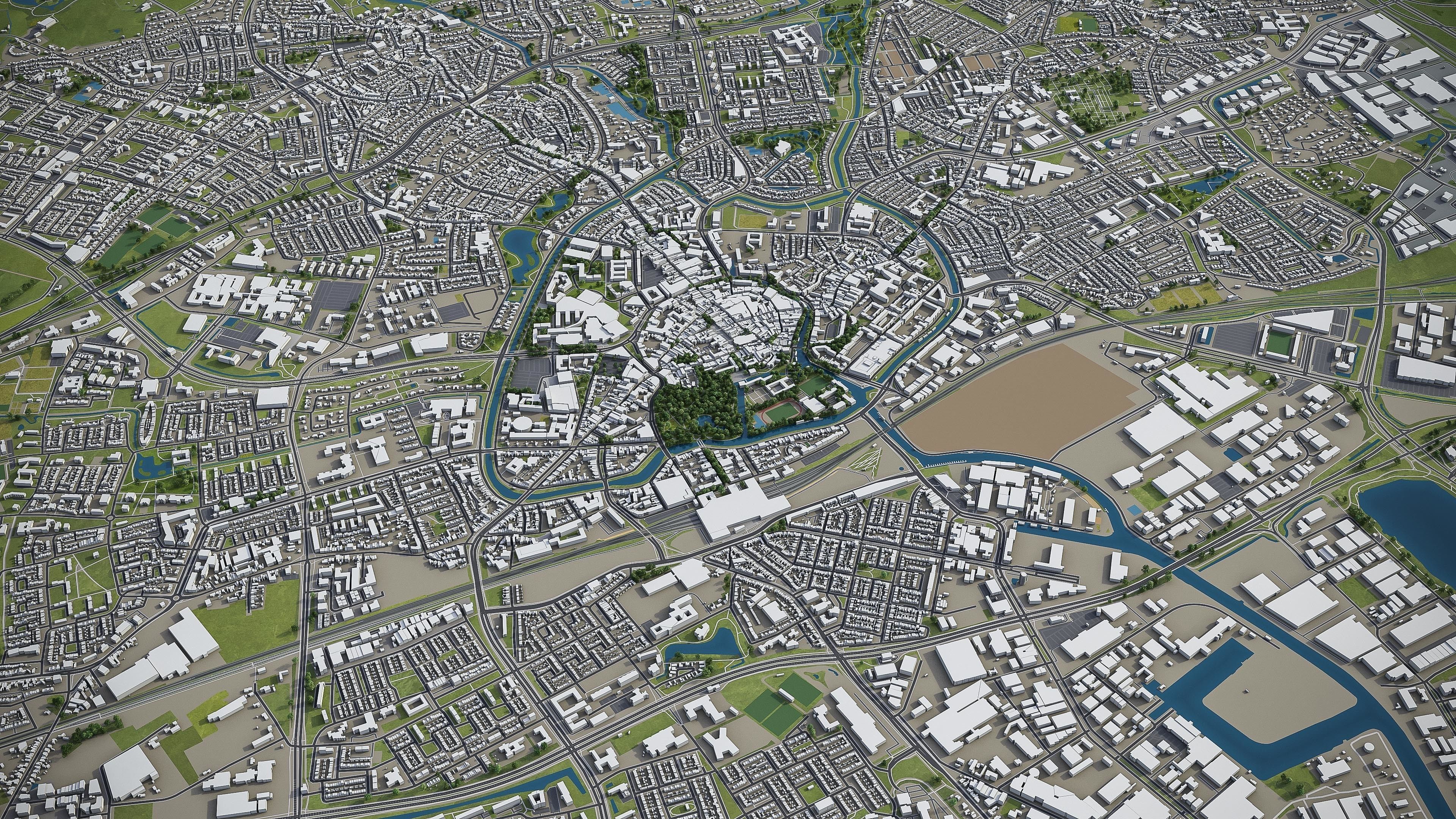 Breda and Tilburg - city and surroundings Low-poly 3D model_15