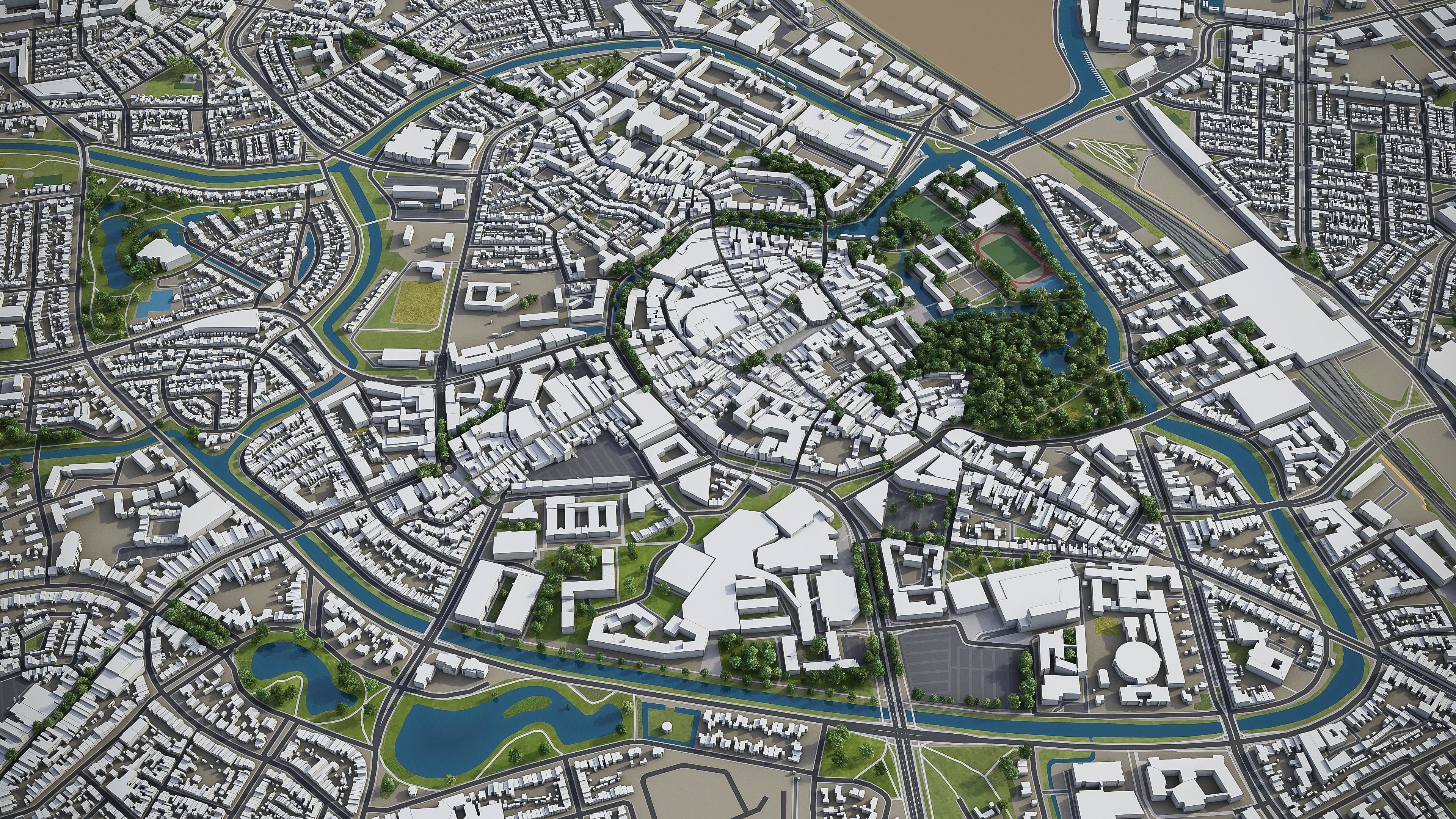 Breda and Tilburg - city and surroundings Low-poly 3D model_13