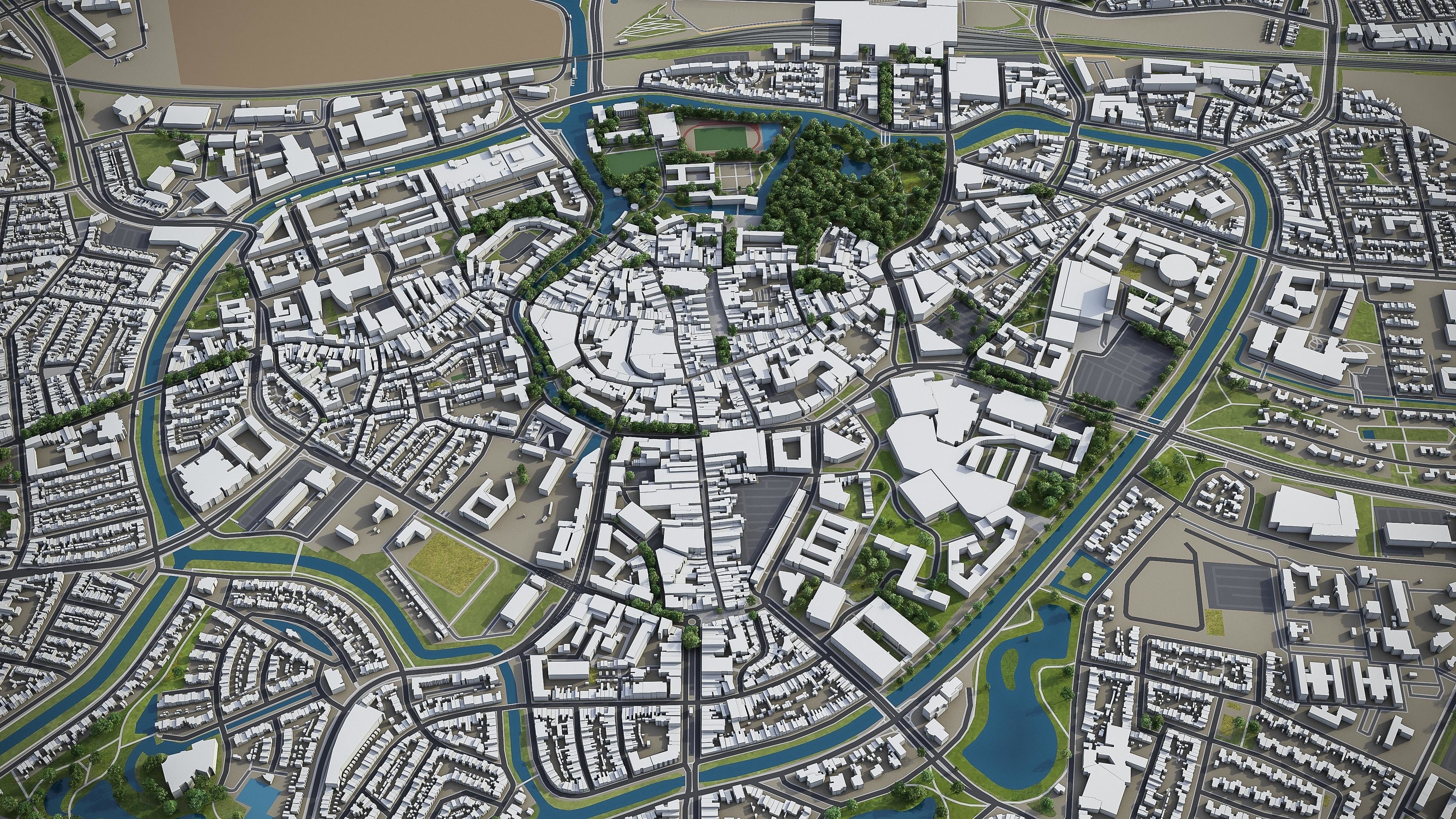 Breda and Tilburg - city and surroundings Low-poly 3D model_11