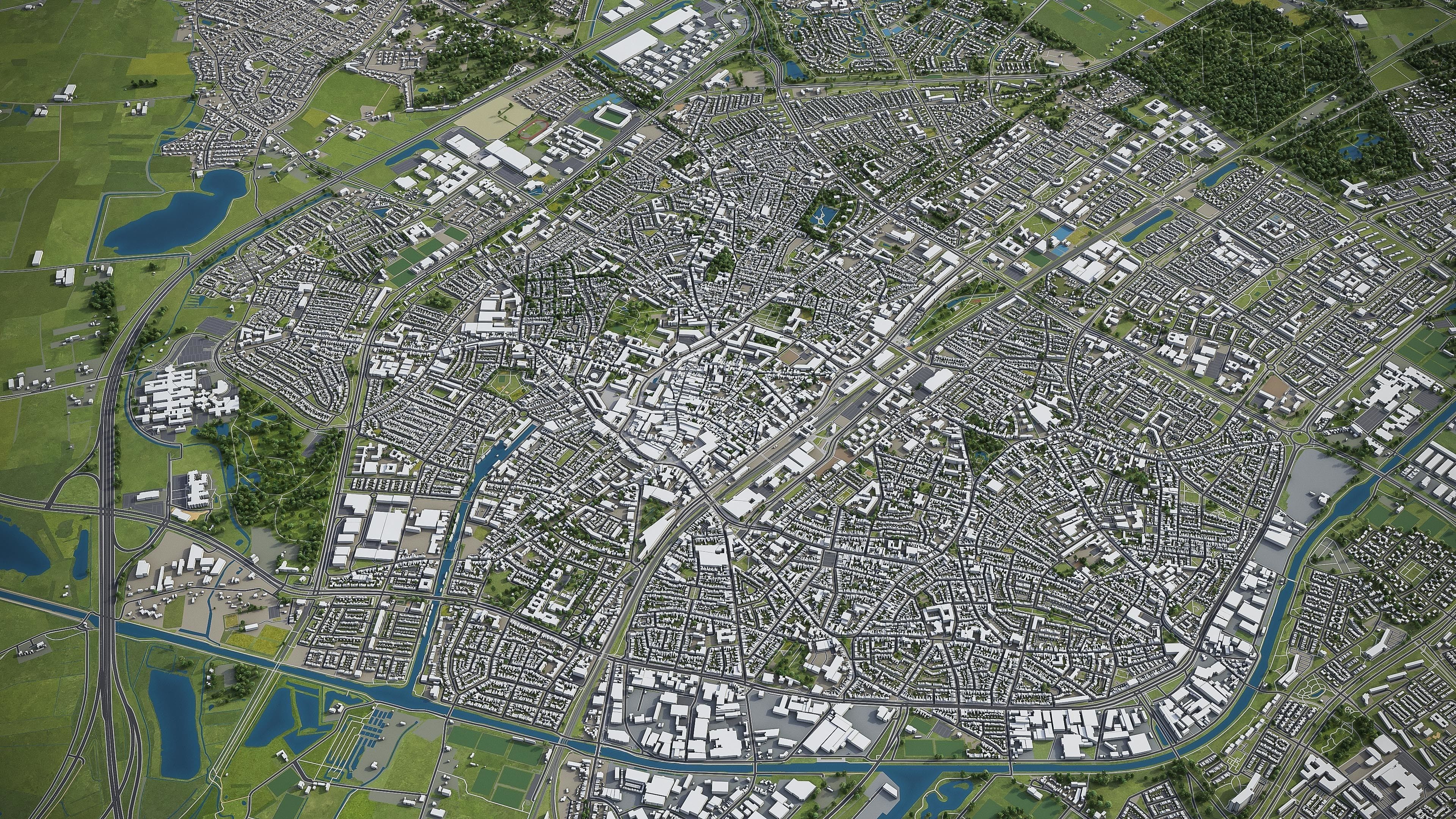 Breda and Tilburg - city and surroundings Low-poly 3D model_5