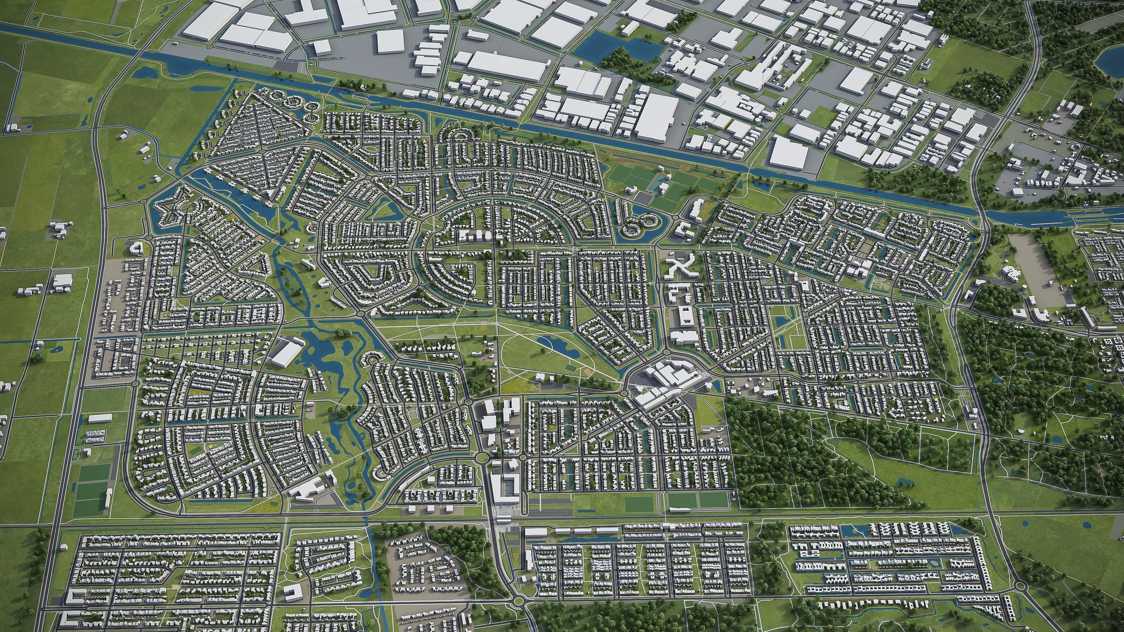 Breda and Tilburg - city and surroundings Low-poly 3D model_7