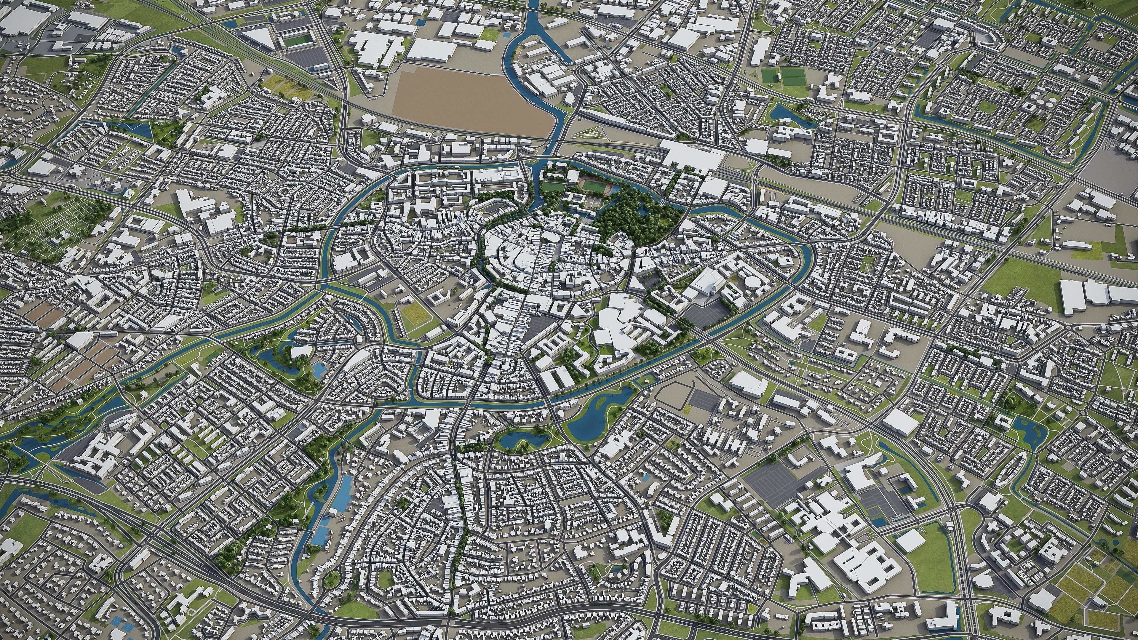 Breda and Tilburg - city and surroundings Low-poly 3D model_14