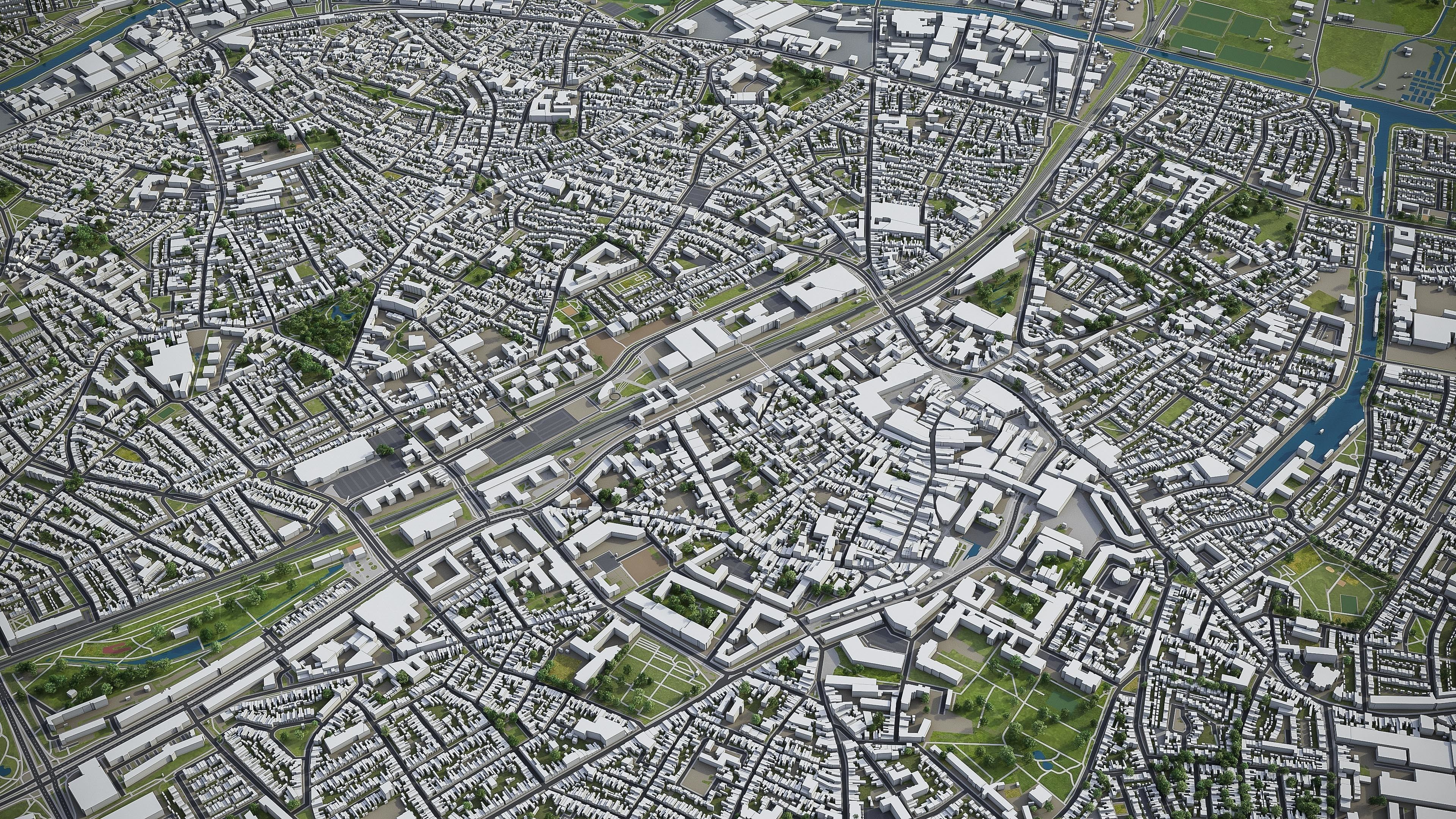 Breda and Tilburg - city and surroundings Low-poly 3D model_2