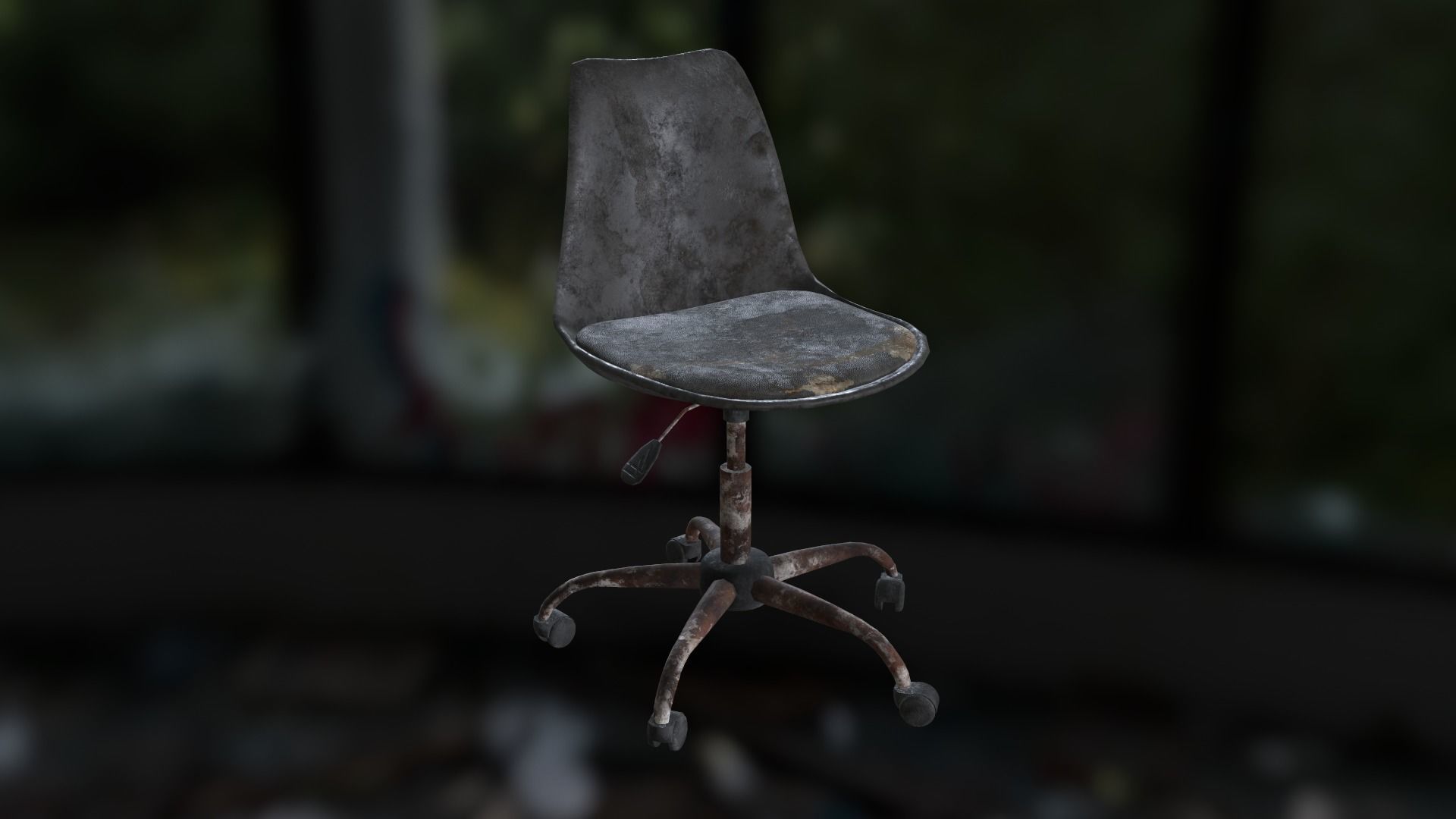 Old office chair Low-poly 3D model_13