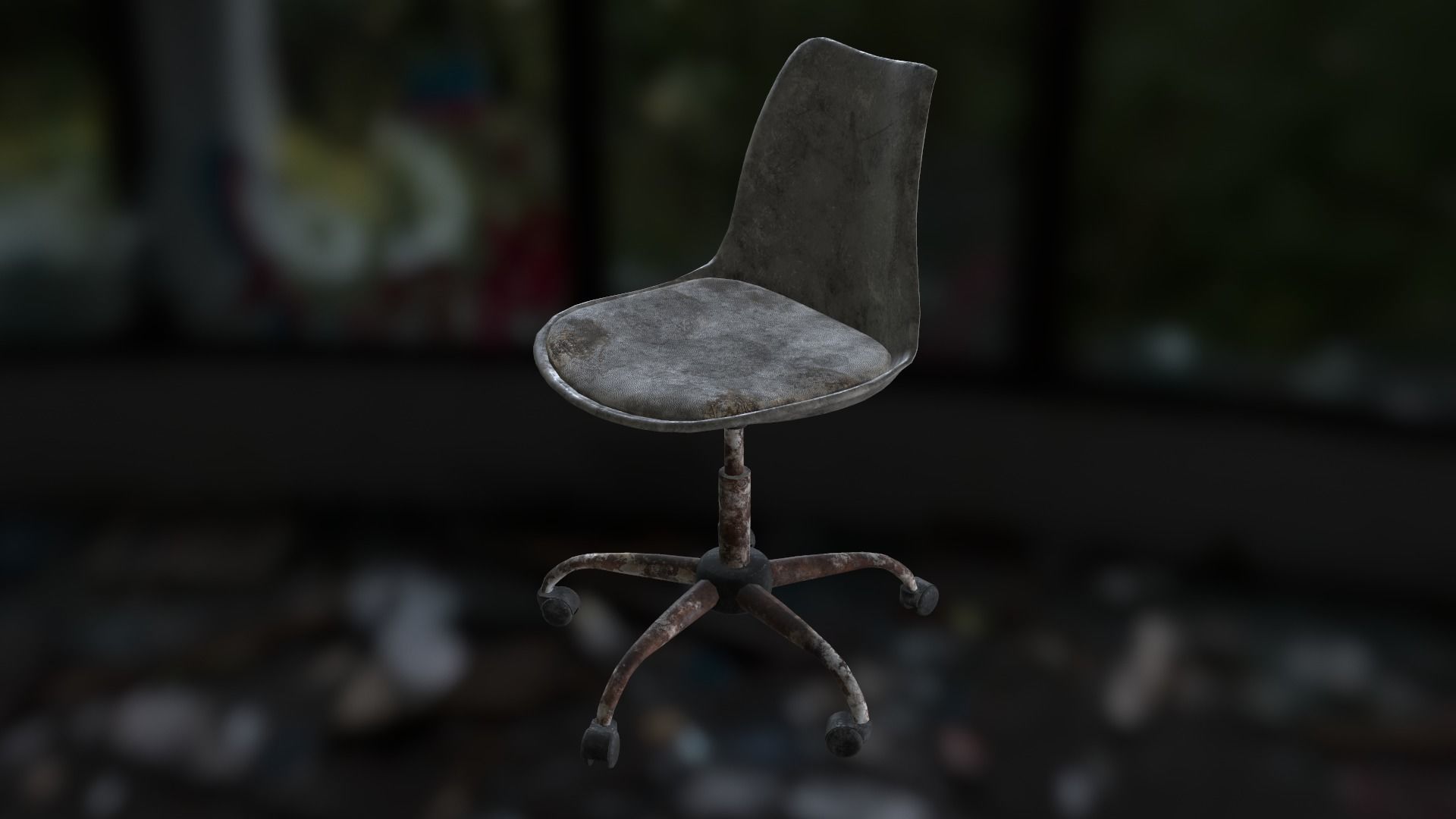 Old office chair Low-poly 3D model_18