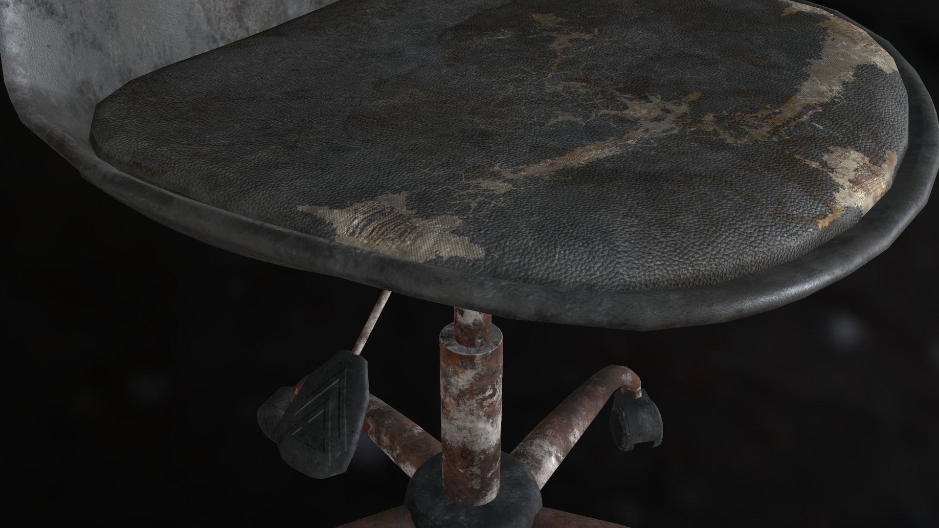 Old office chair Low-poly 3D model_17