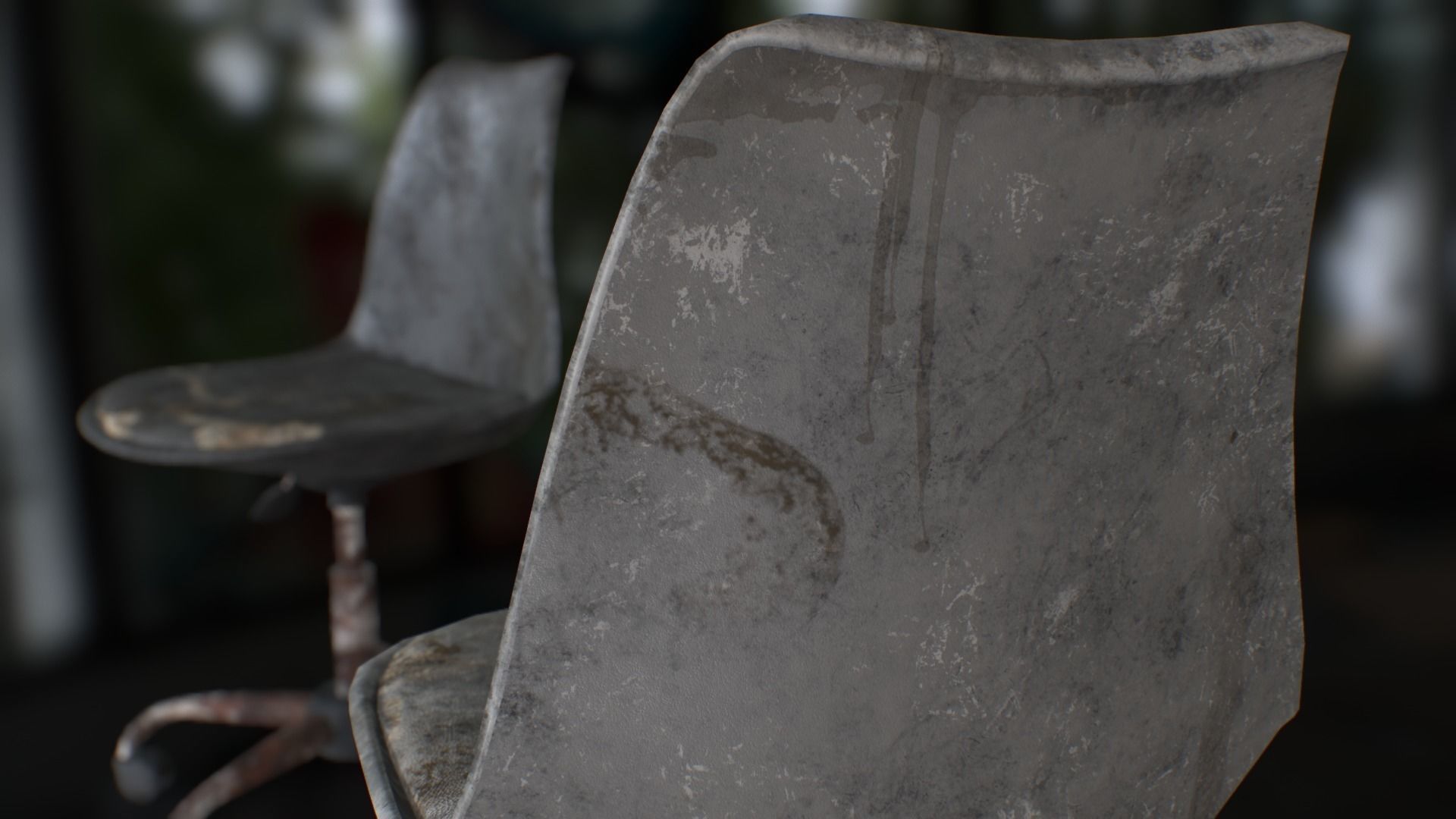 Old office chair Low-poly 3D model_35