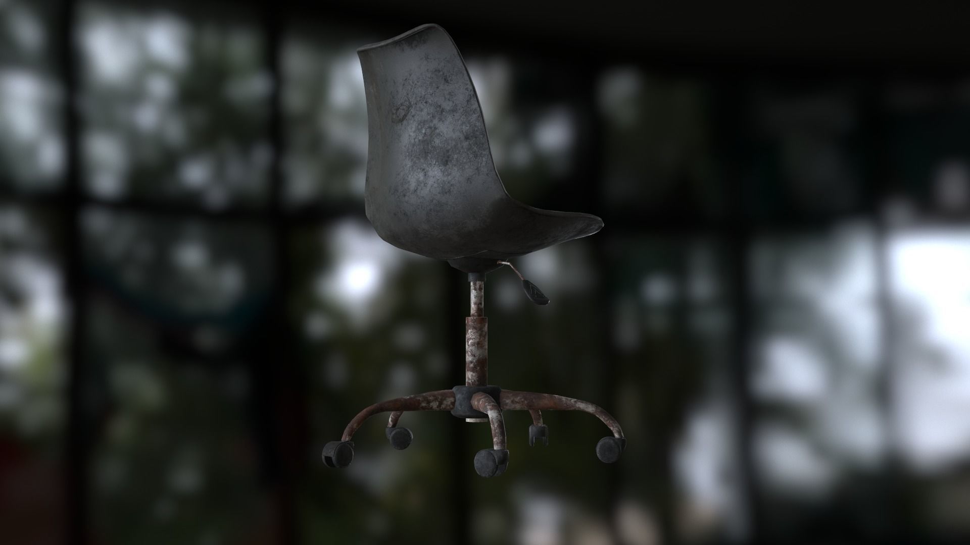 Old office chair Low-poly 3D model_12