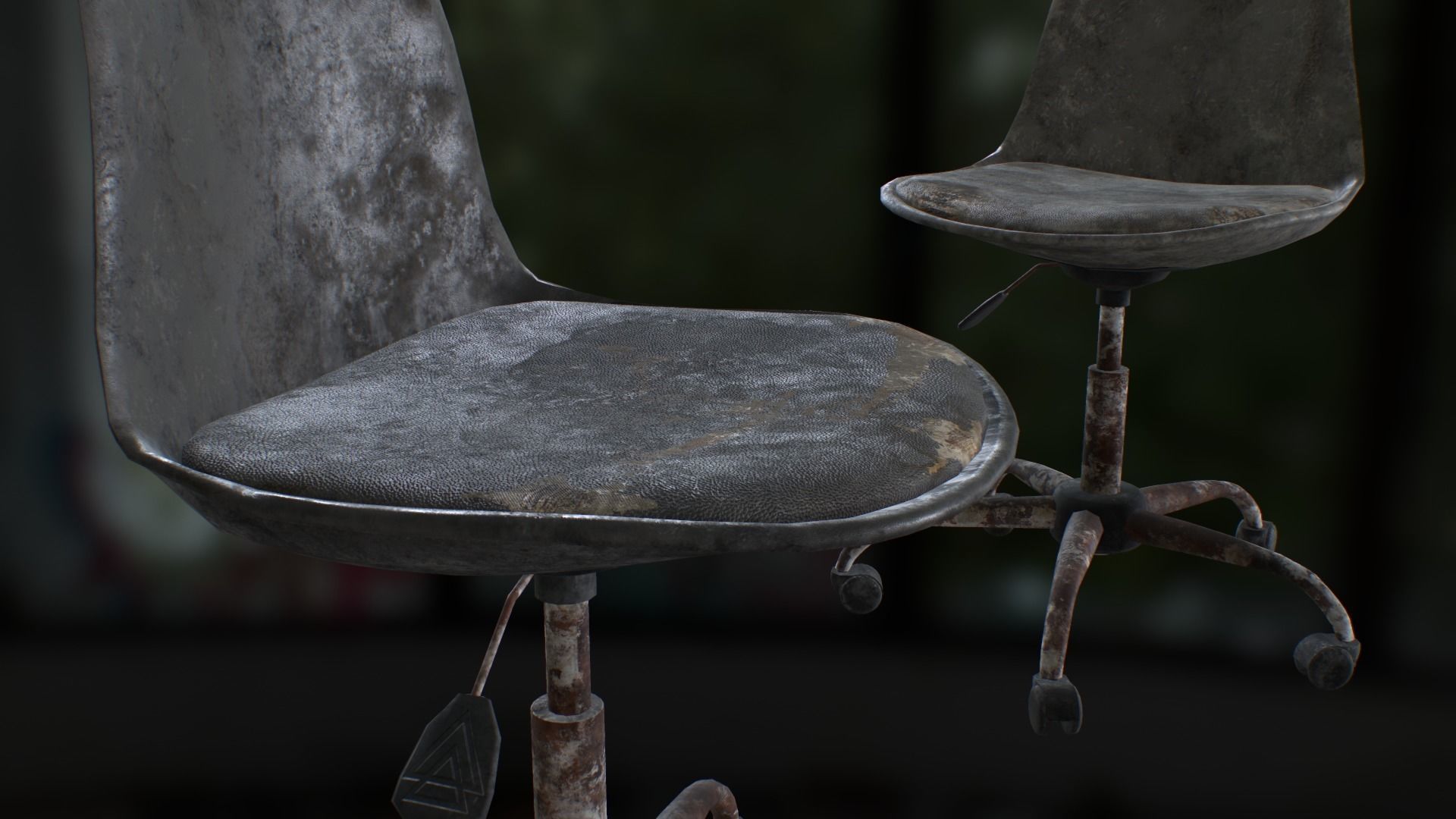 Old office chair Low-poly 3D model_1