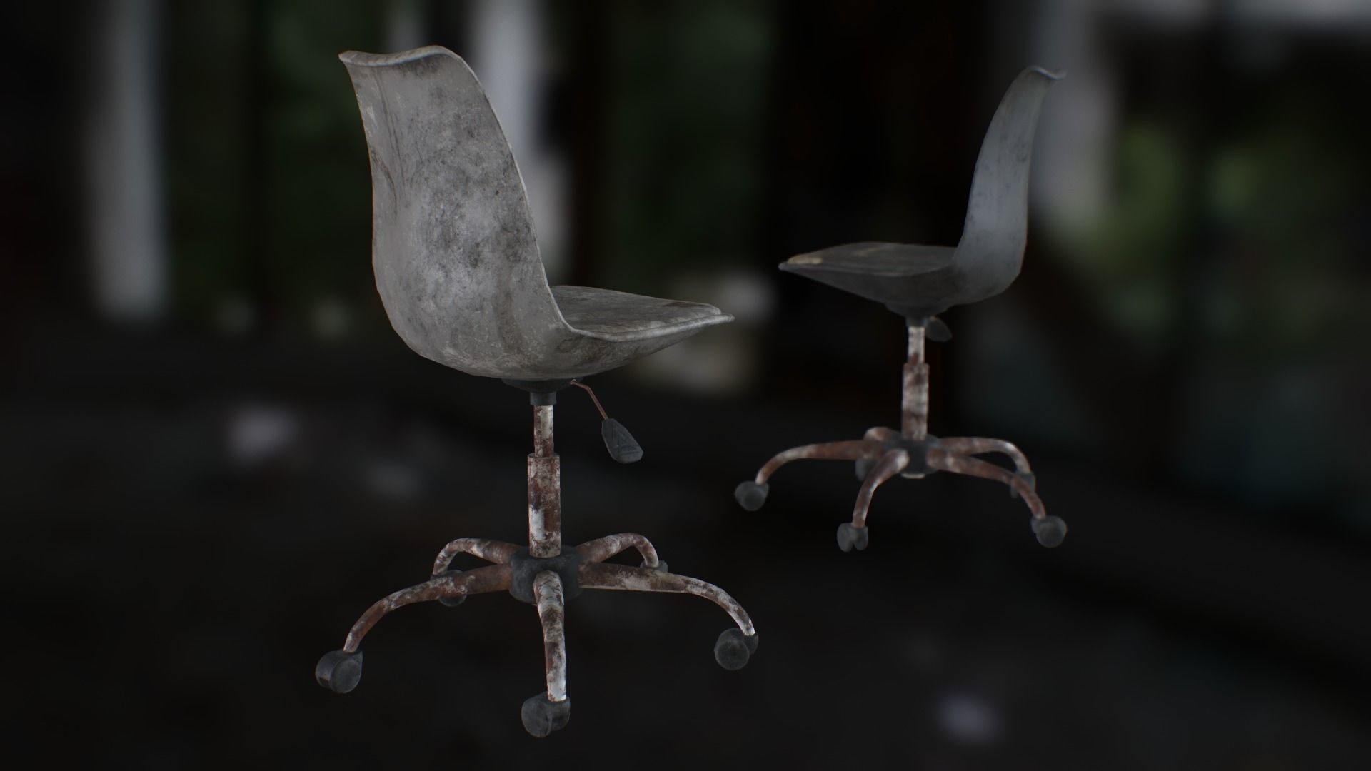 Old office chair Low-poly 3D model_42