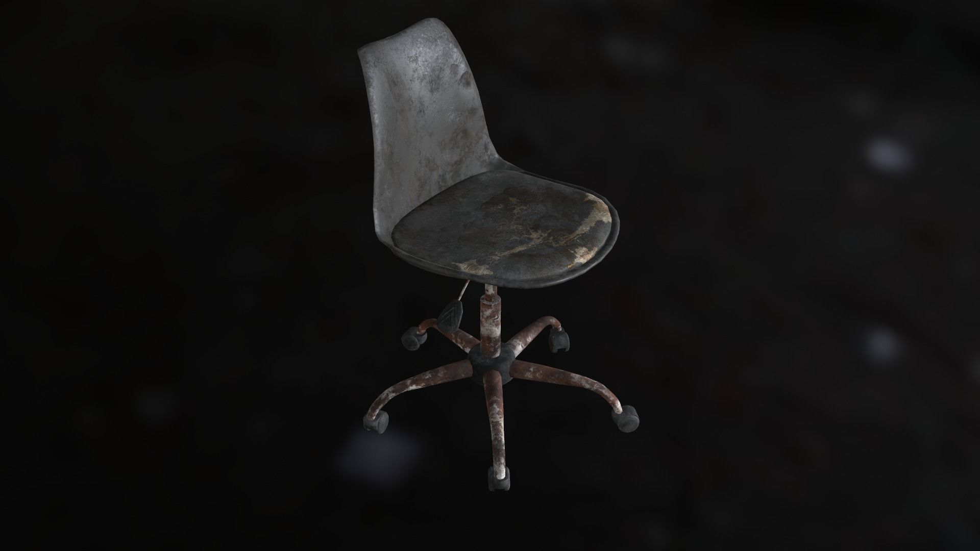 Old office chair Low-poly 3D model_2