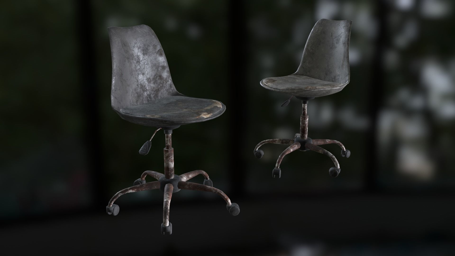 Old office chair Low-poly 3D model_30