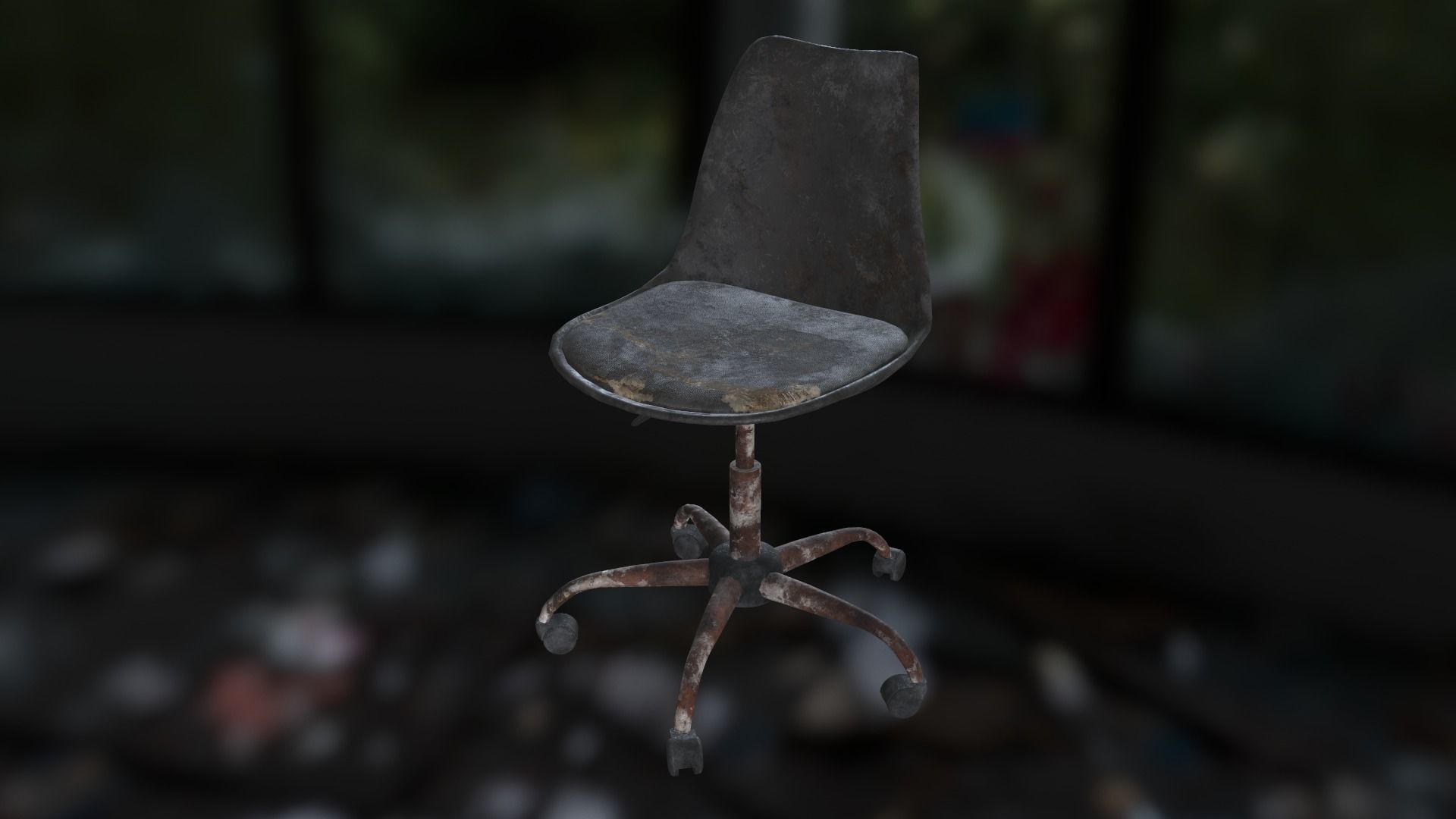Old office chair Low-poly 3D model_8