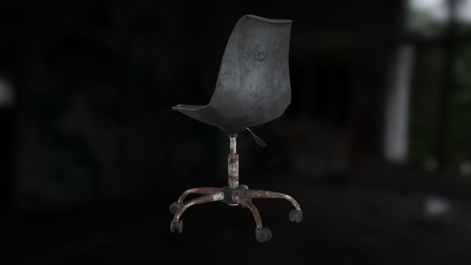 Old office chair Low-poly 3D model_11