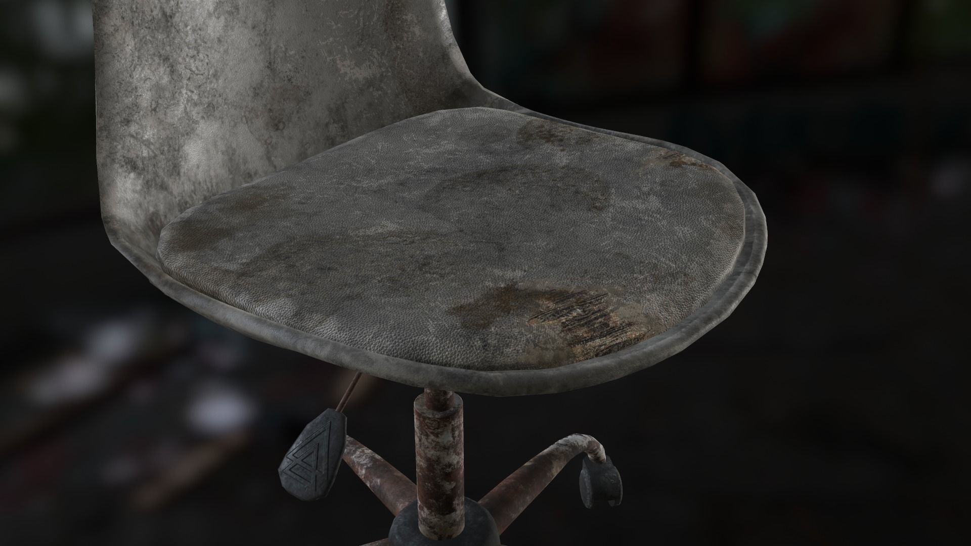 Old office chair Low-poly 3D model_24