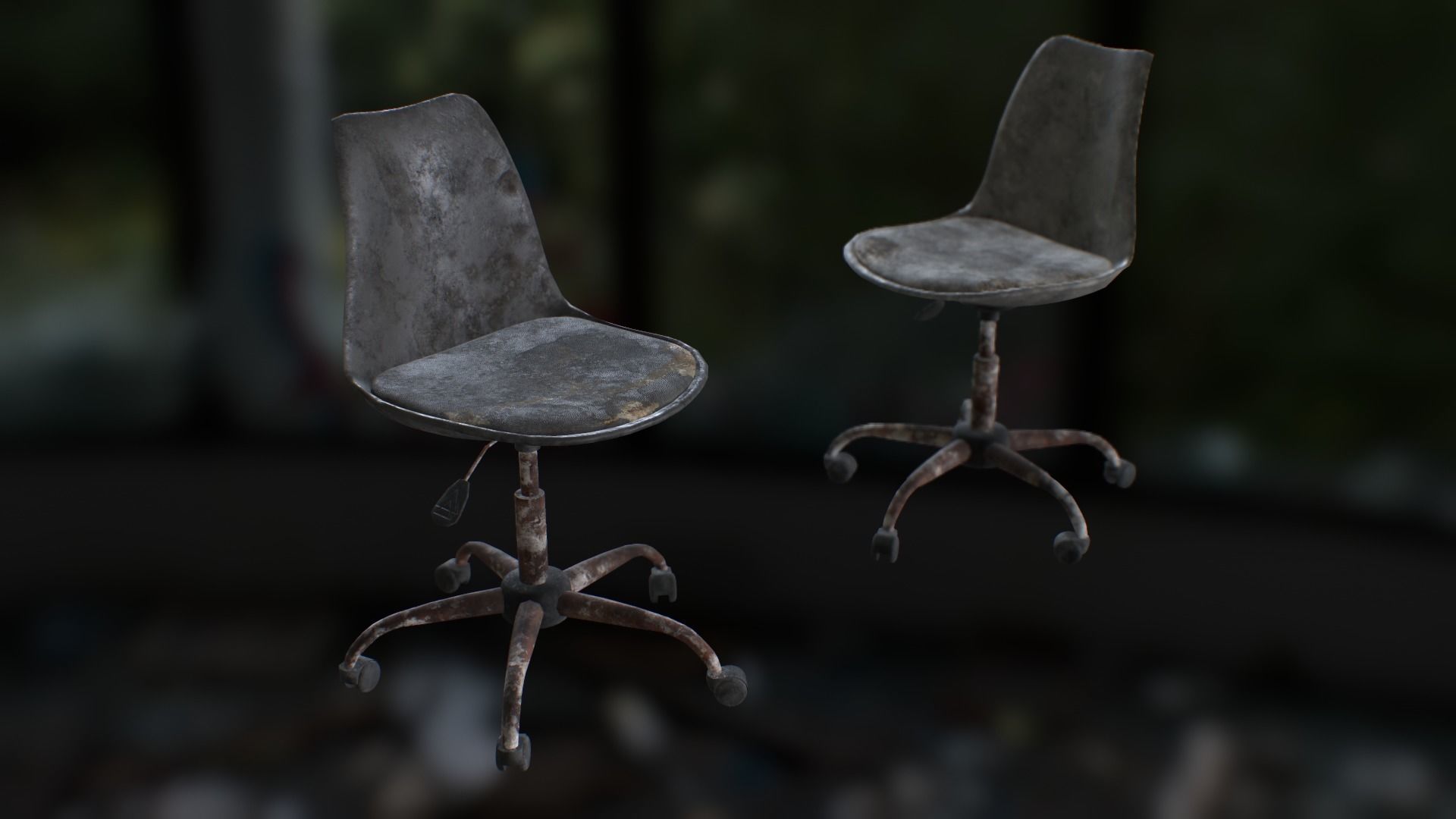 Old office chair Low-poly 3D model_32
