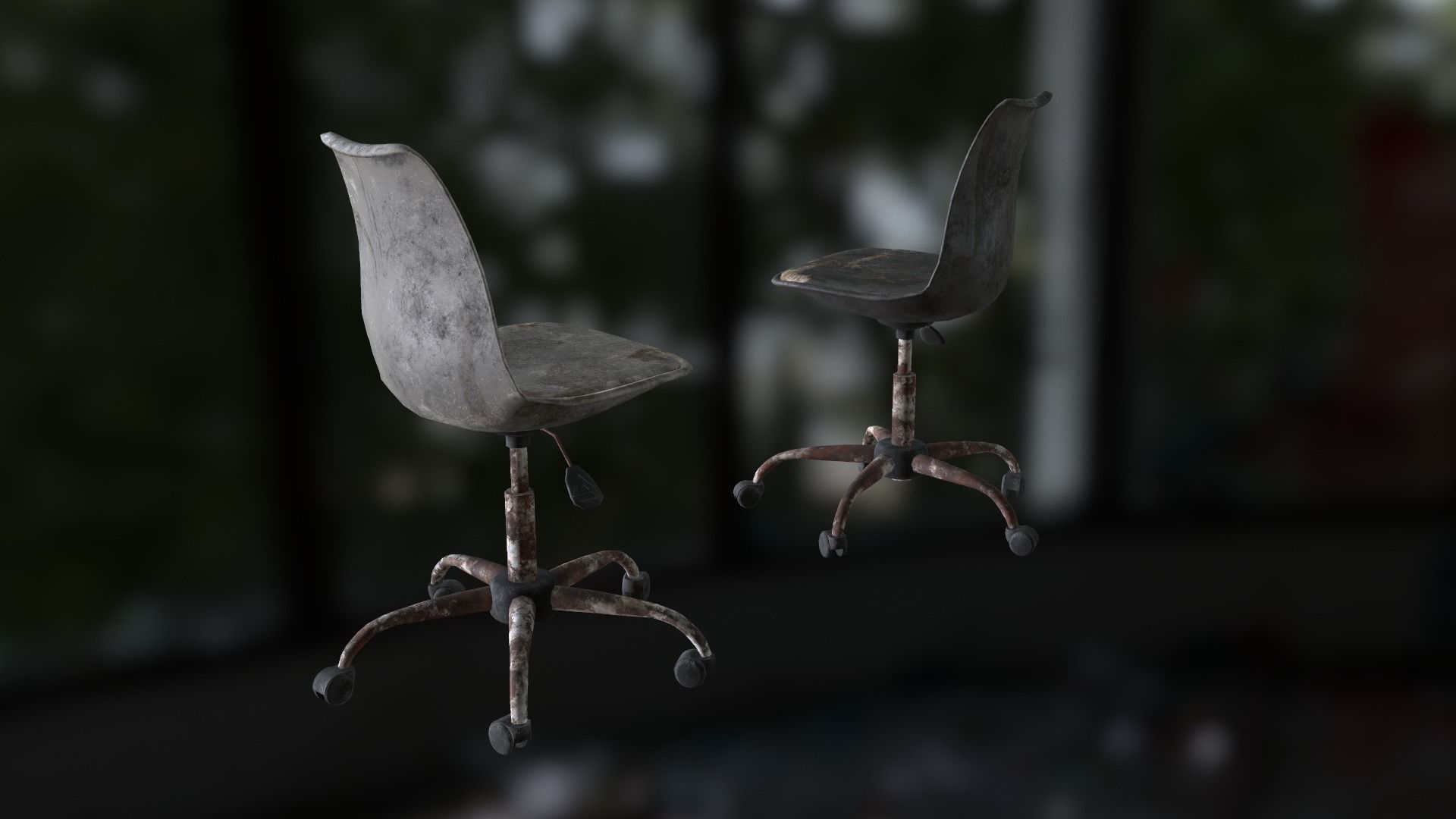 Old office chair Low-poly 3D model_28