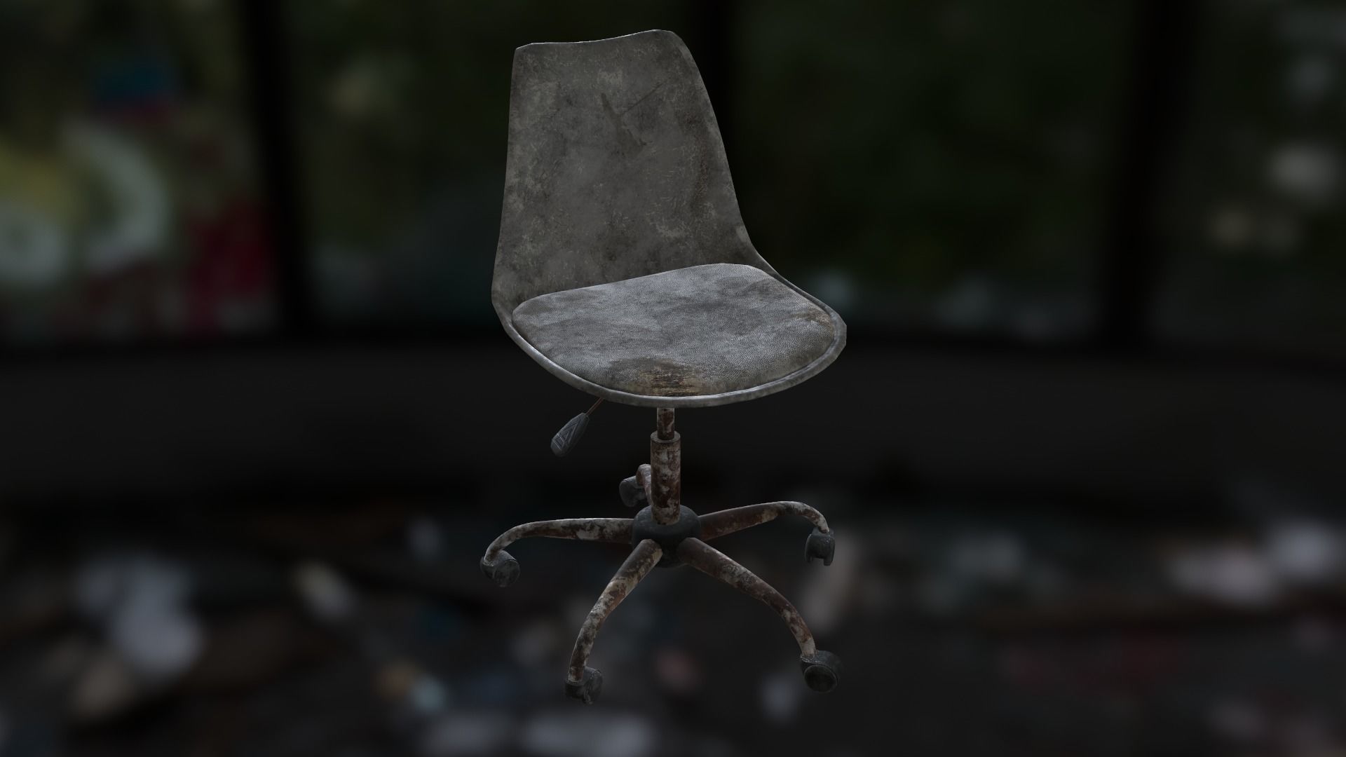Old office chair Low-poly 3D model_16