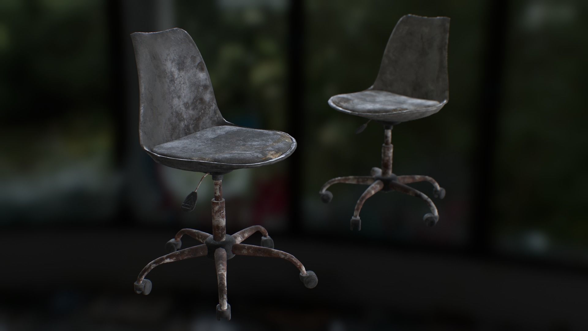 Old office chair Low-poly 3D model_41