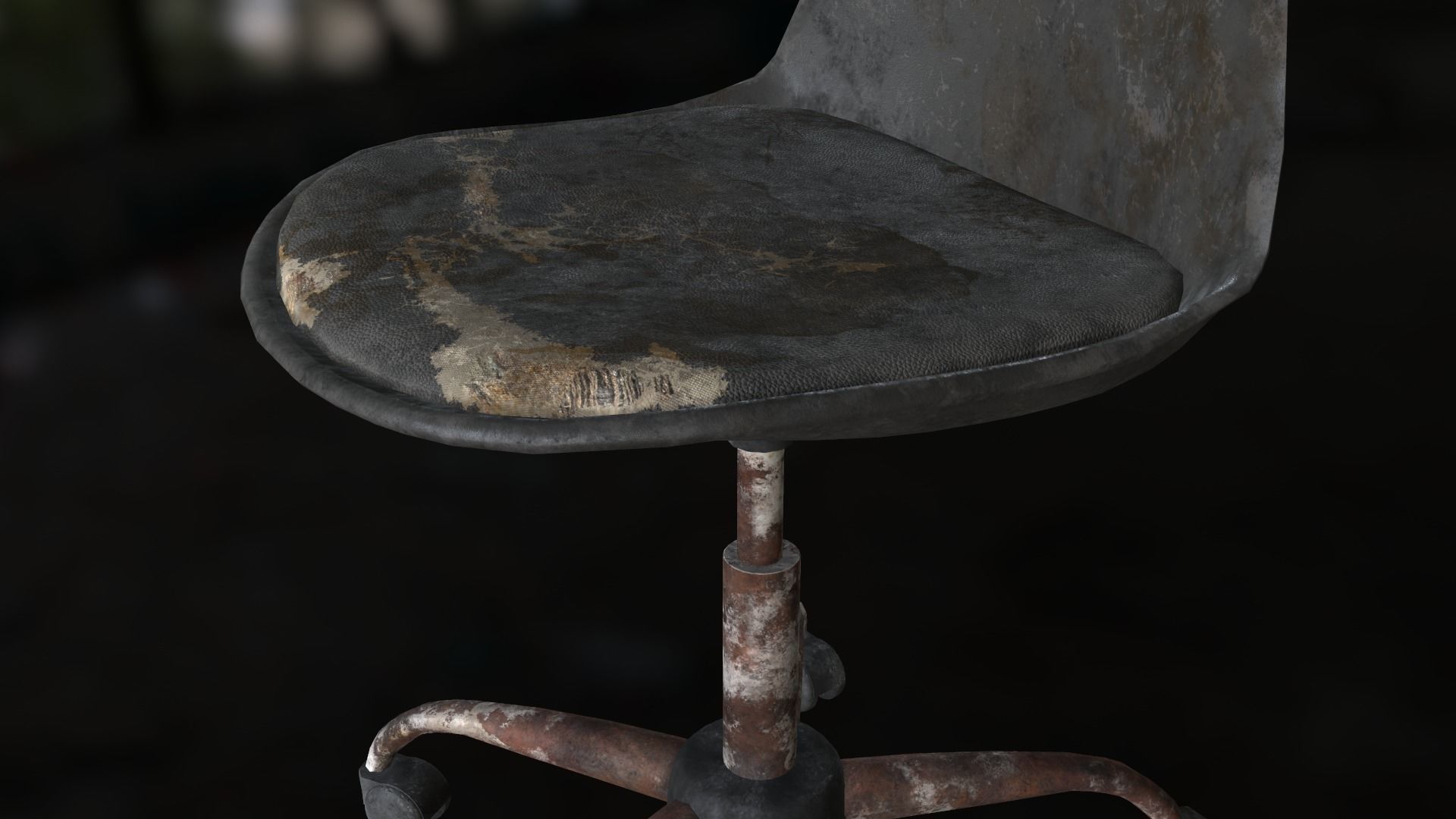 Old office chair Low-poly 3D model_5