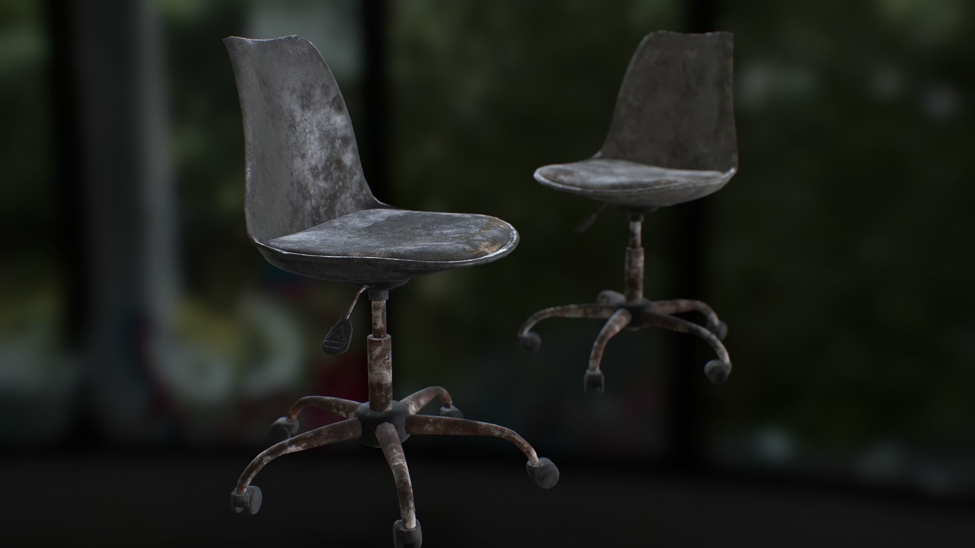 Old office chair Low-poly 3D model_40