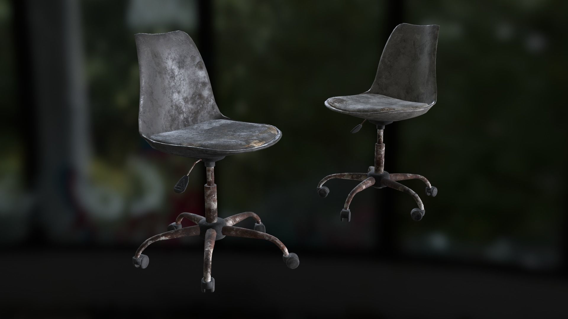 Old office chair Low-poly 3D model_15