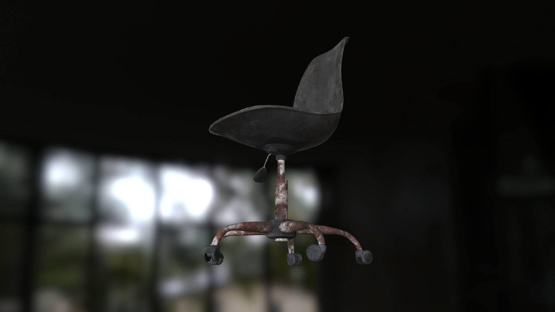 Old office chair Low-poly 3D model_7