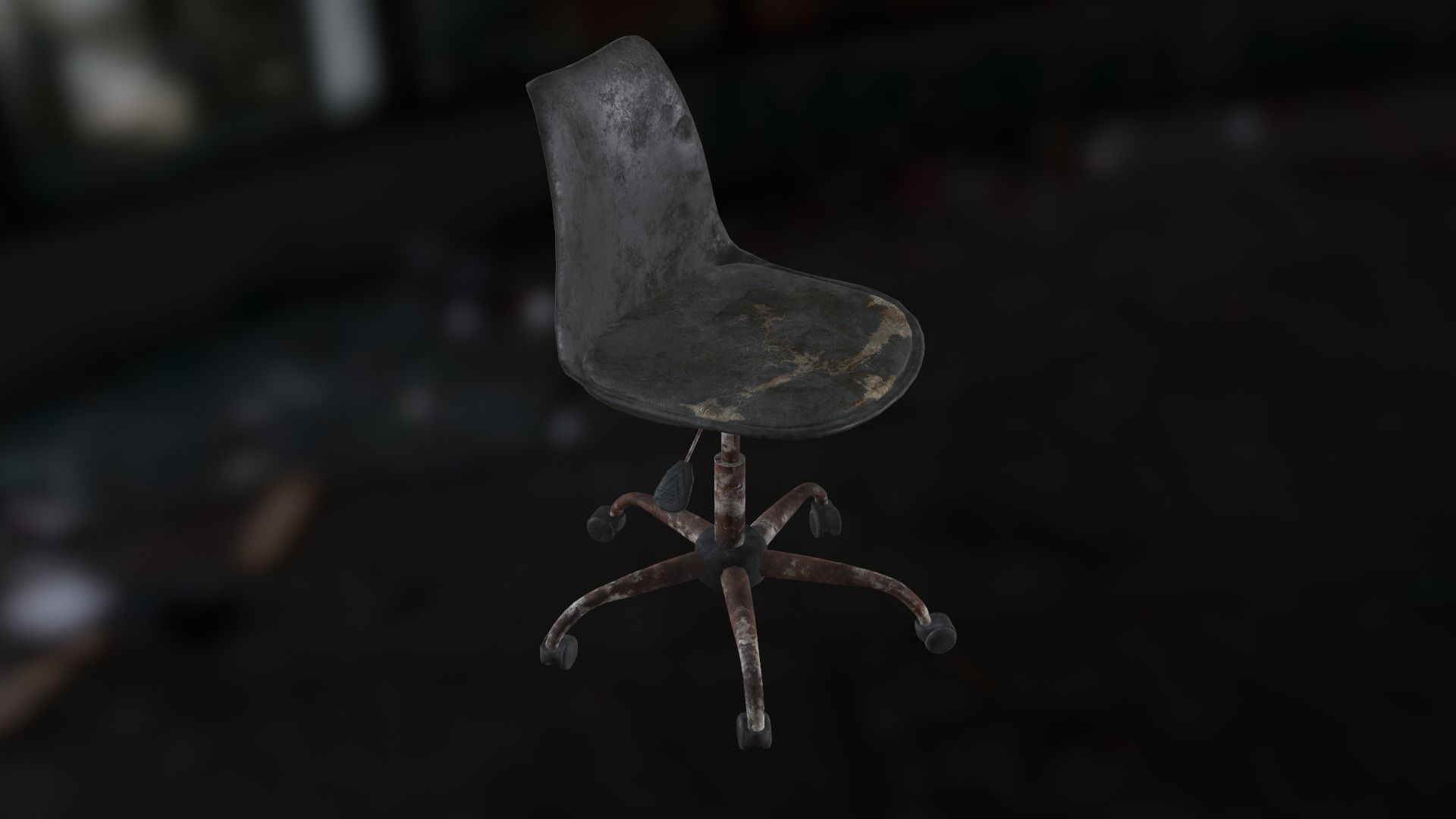 Old office chair Low-poly 3D model_9