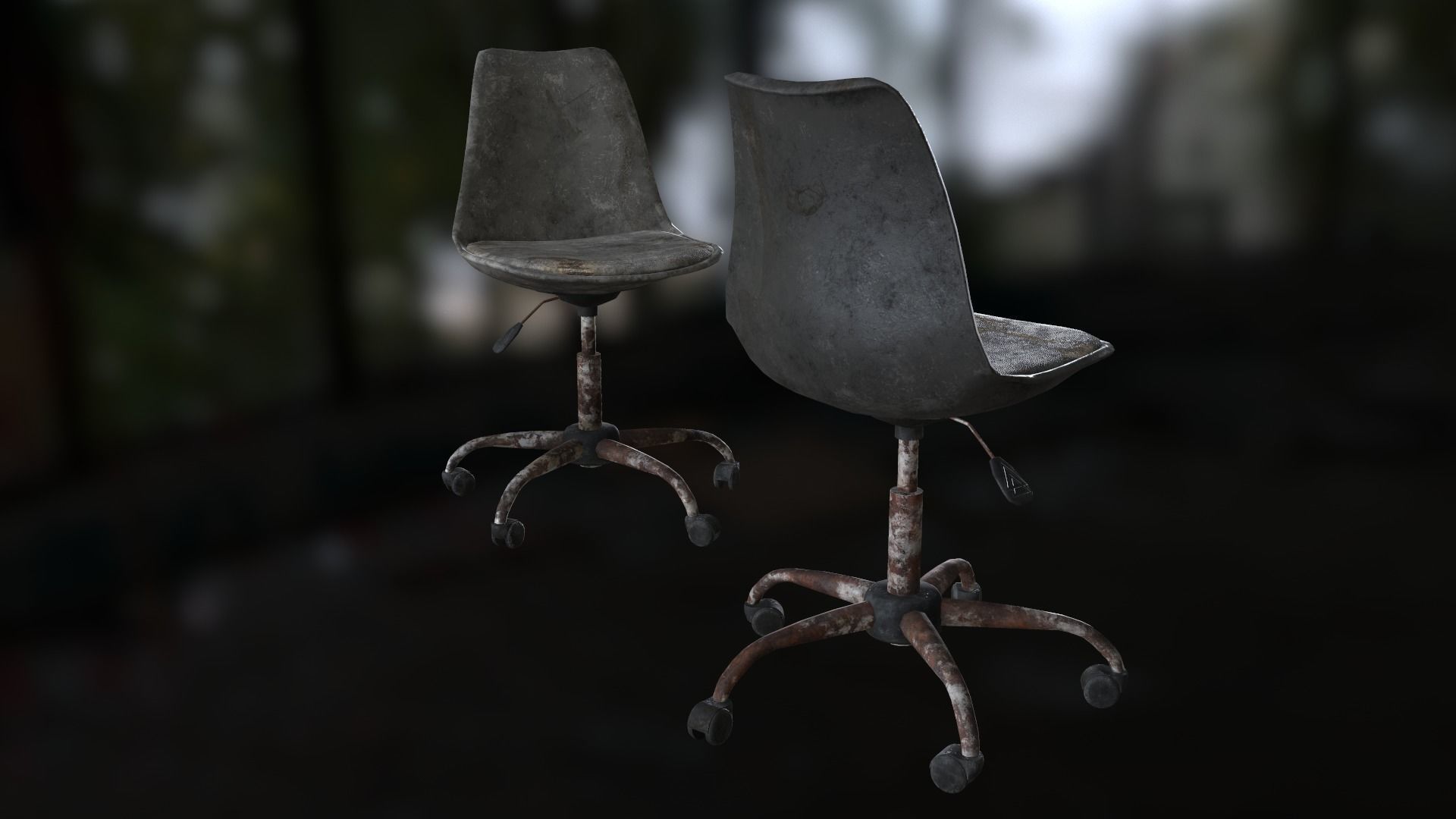 Old office chair Low-poly 3D model_29
