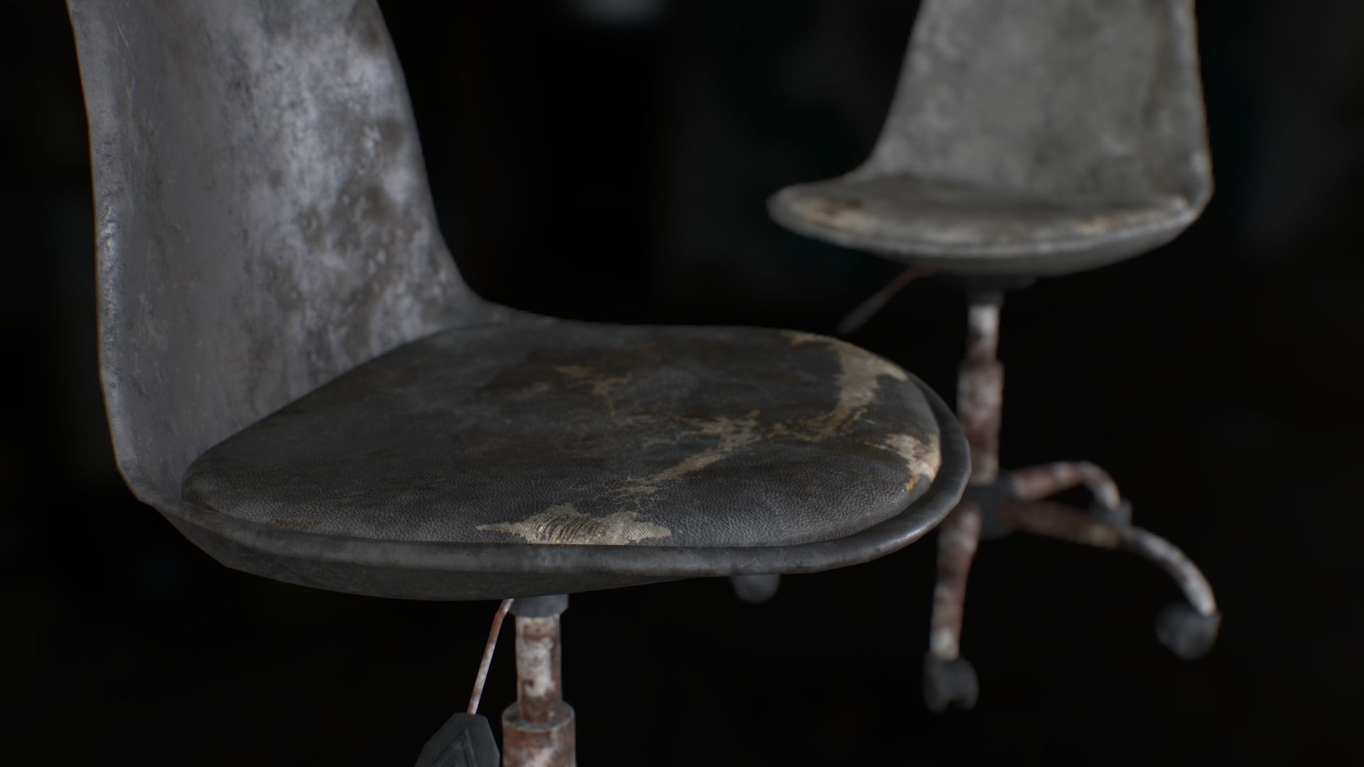 Old office chair Low-poly 3D model_10