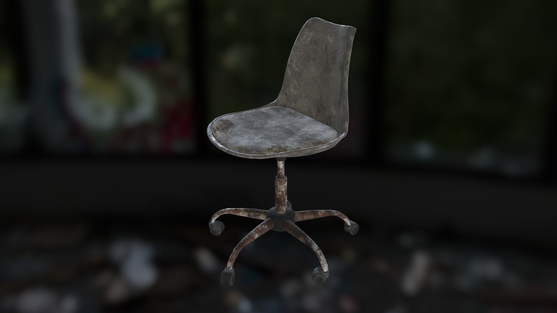Old office chair Low-poly 3D model_20