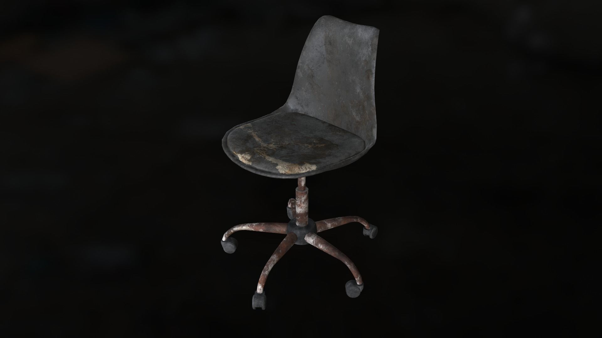 Old office chair Low-poly 3D model_4