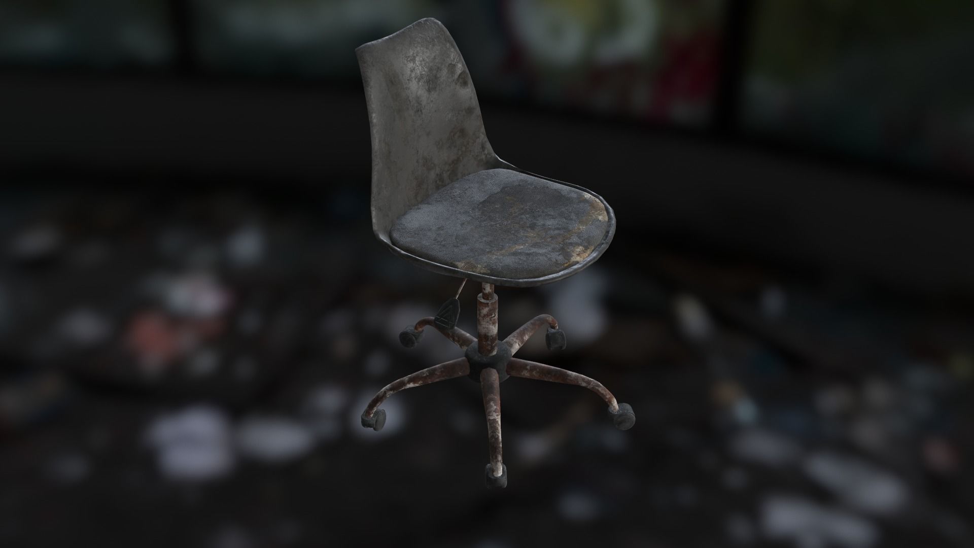 Old office chair Low-poly 3D model_3