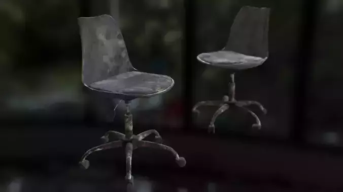 Old office chair Low-poly 3D model