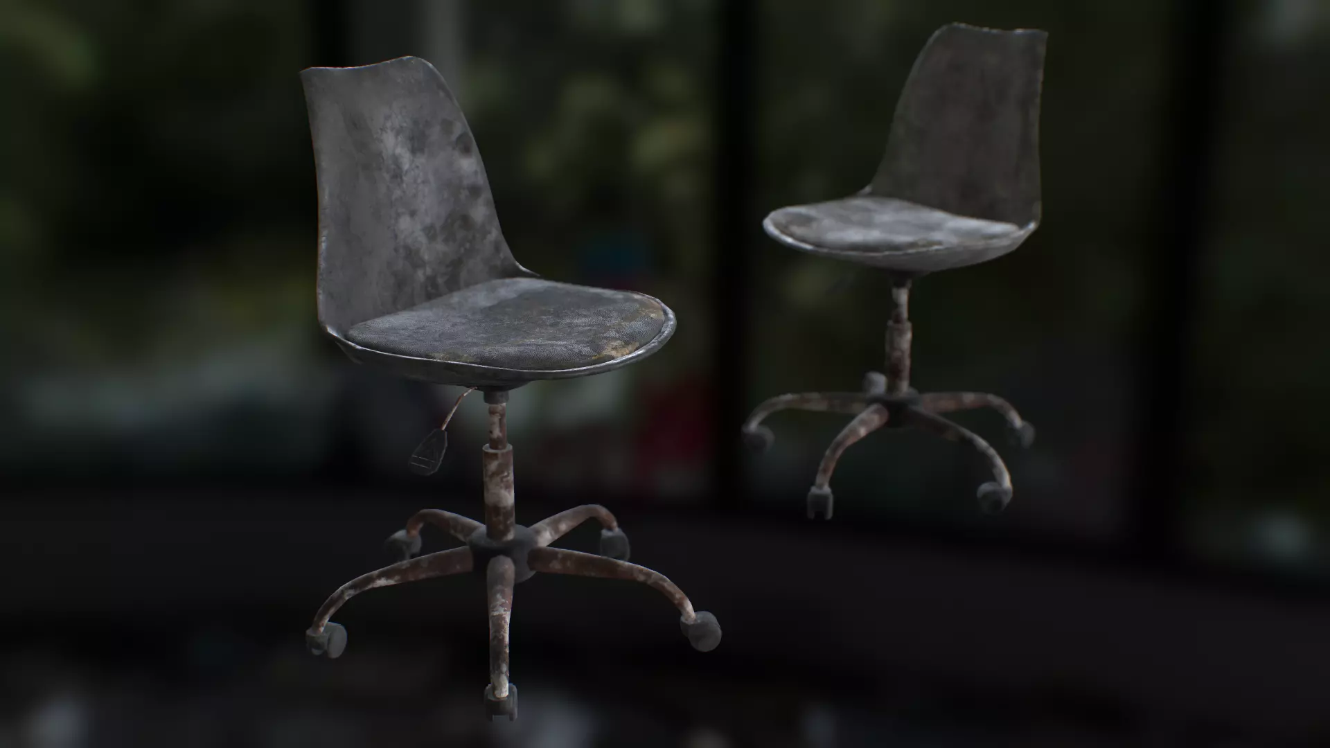 Old office chair Low-poly 3D model_0