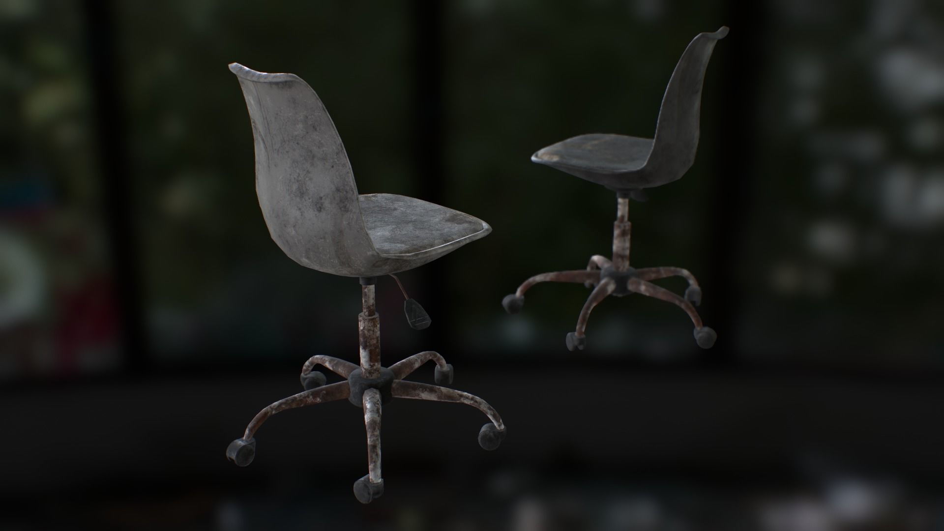 Old office chair Low-poly 3D model_33