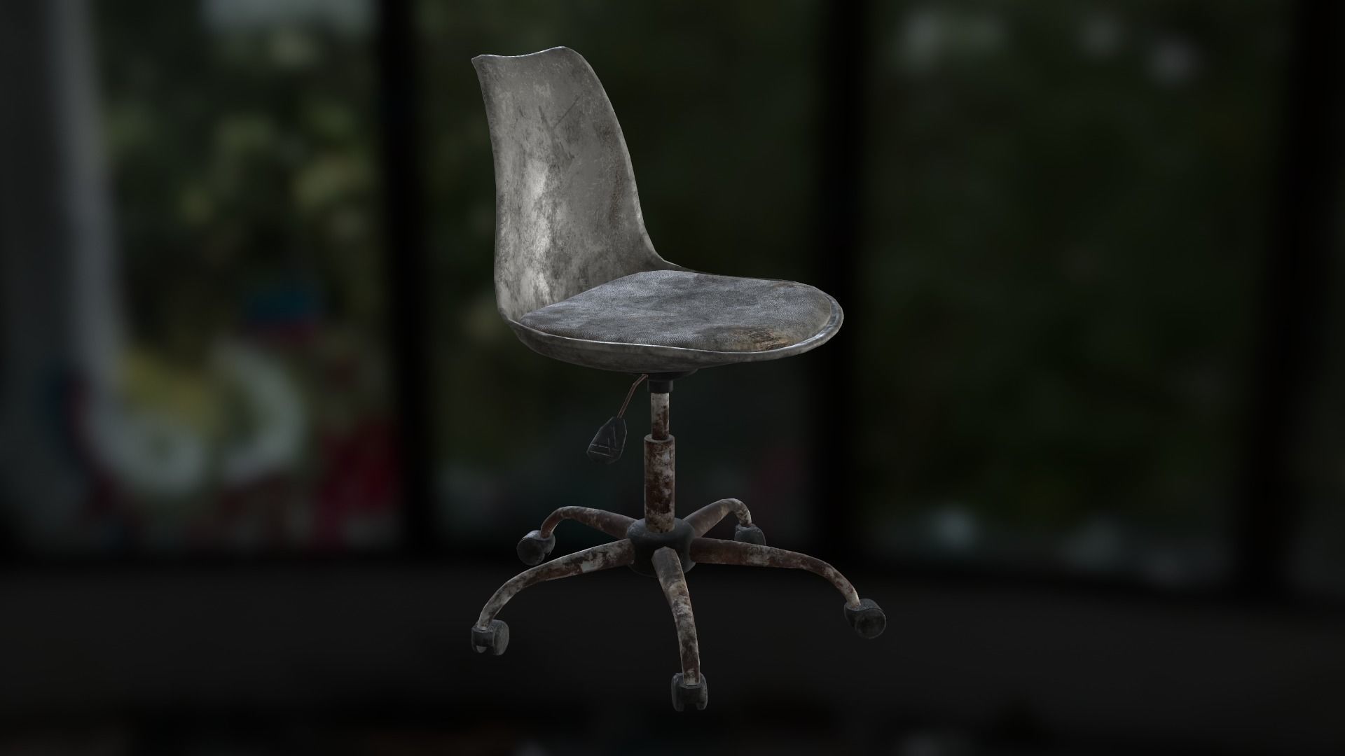 Old office chair Low-poly 3D model_22