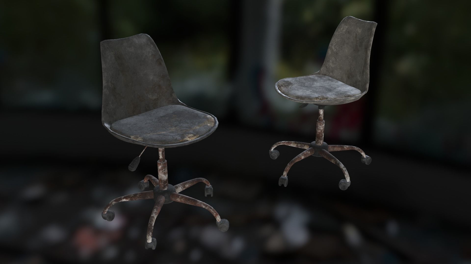 Old office chair Low-poly 3D model_27