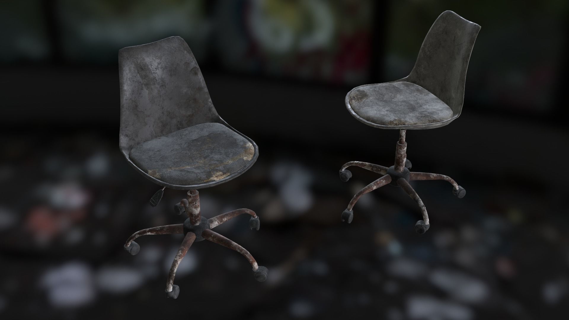 Old office chair Low-poly 3D model_31