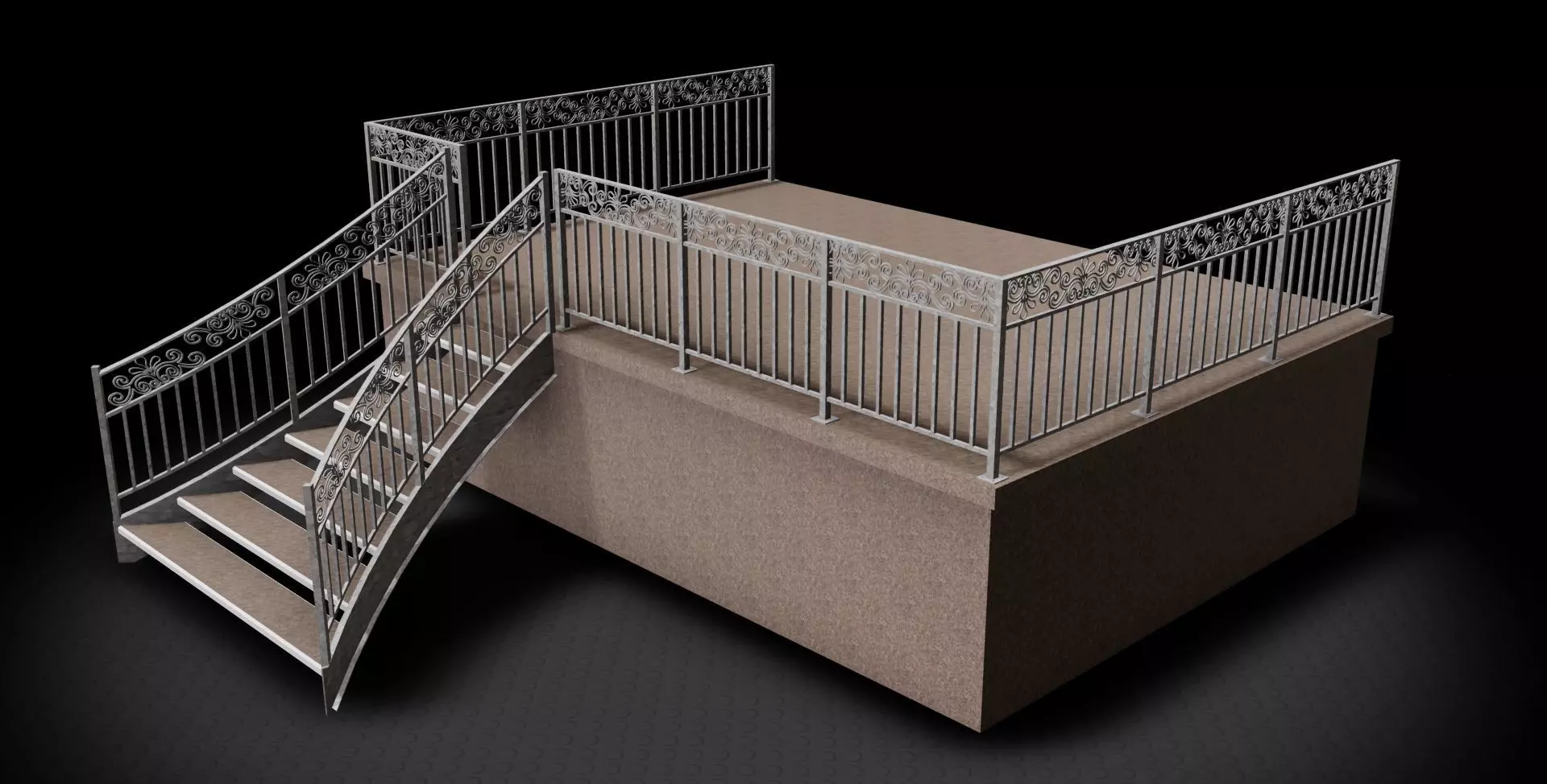 Guardrail at balcony 3D model_0