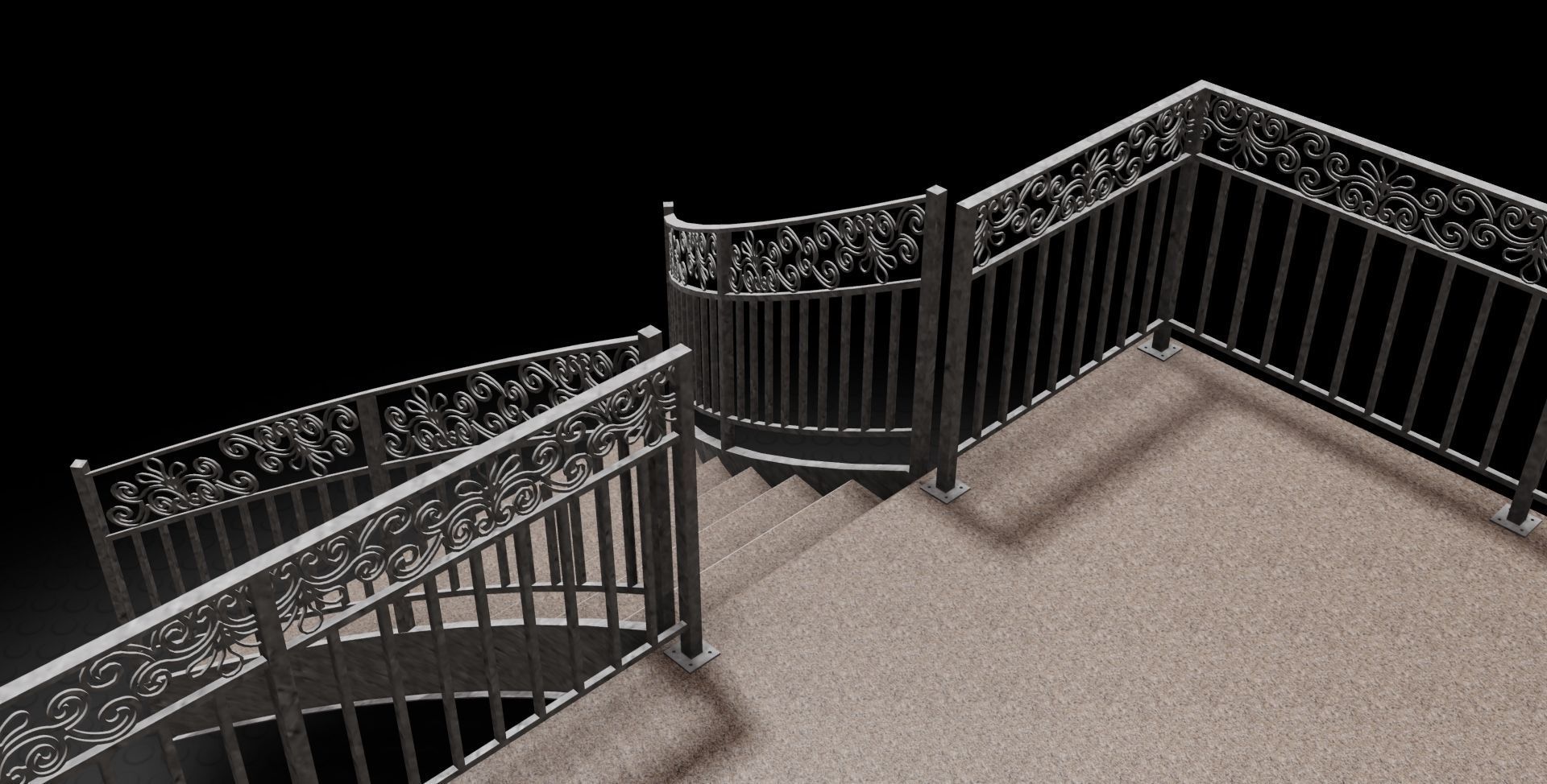 Guardrail at balcony 3D model_2