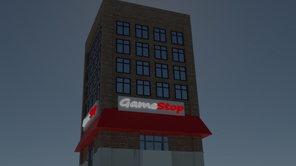 Low Poly Store Gamestop Low-poly 3D model_1