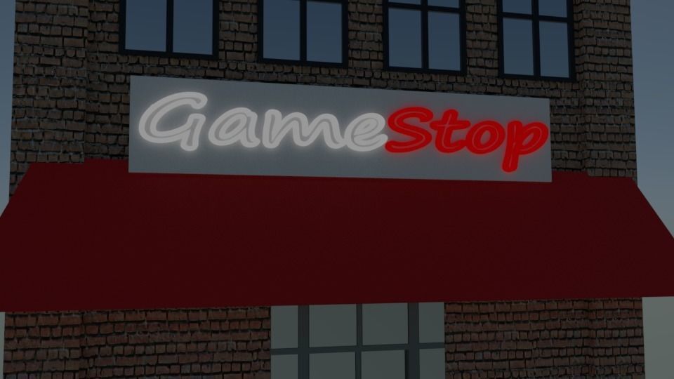 Low Poly Store Gamestop Low-poly 3D model_2