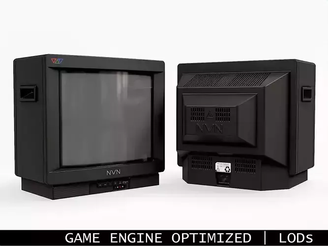 Vintage CRT TV 21 inch Low-poly 3D model