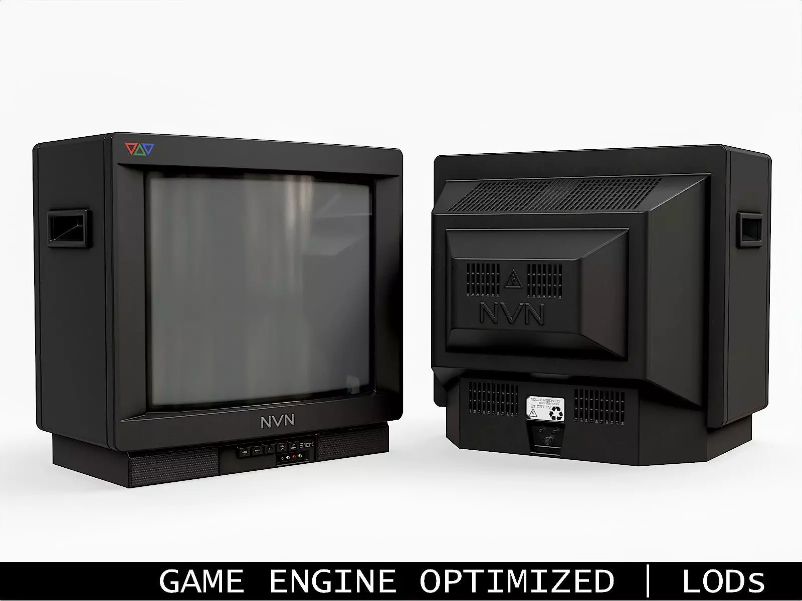 Vintage CRT TV 21 inch Low-poly 3D model_0