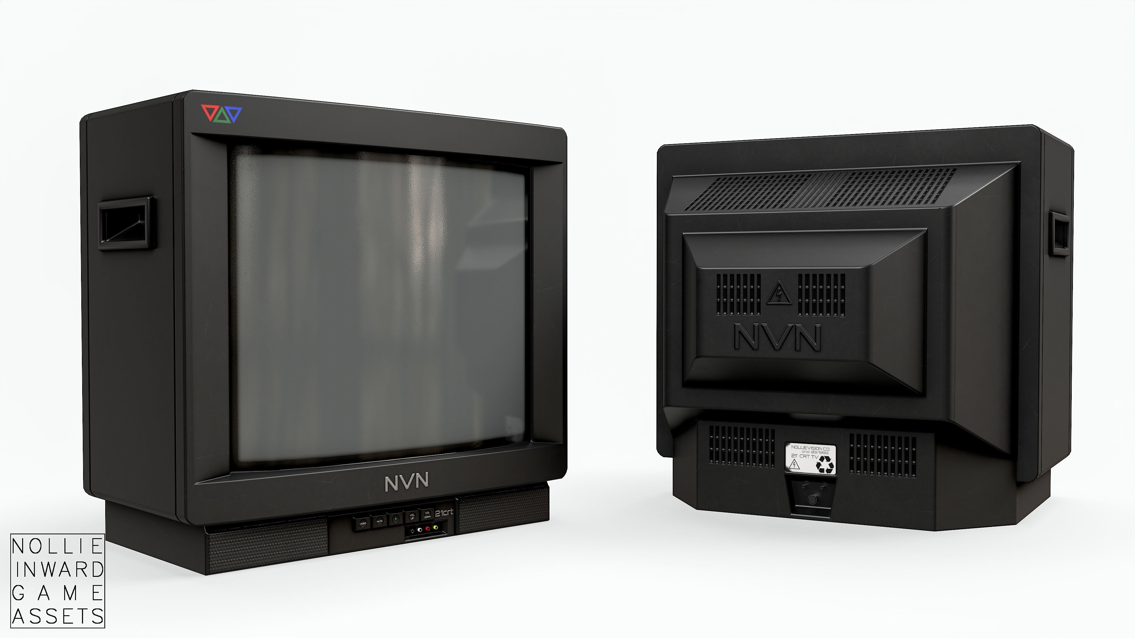 Vintage CRT TV 21 inch Low-poly 3D model_7