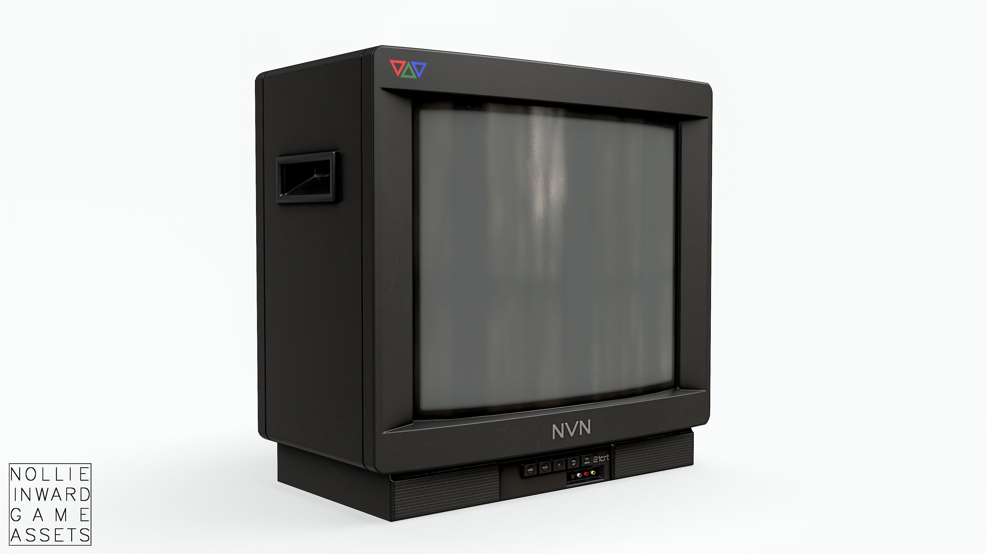 Vintage CRT TV 21 inch Low-poly 3D model_2