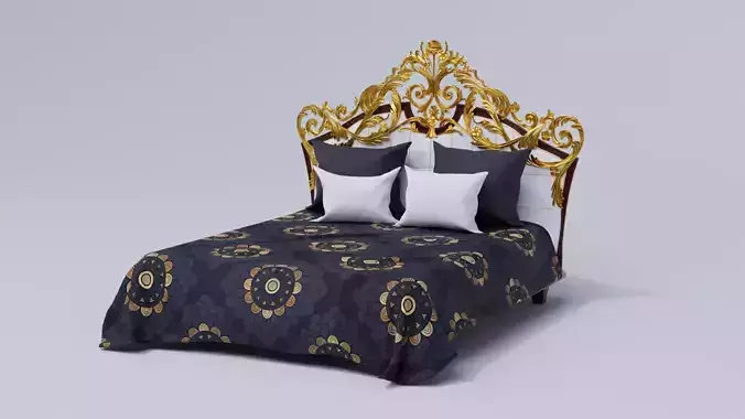 Classical Bed with 2 pairs of cushions Free 3D model